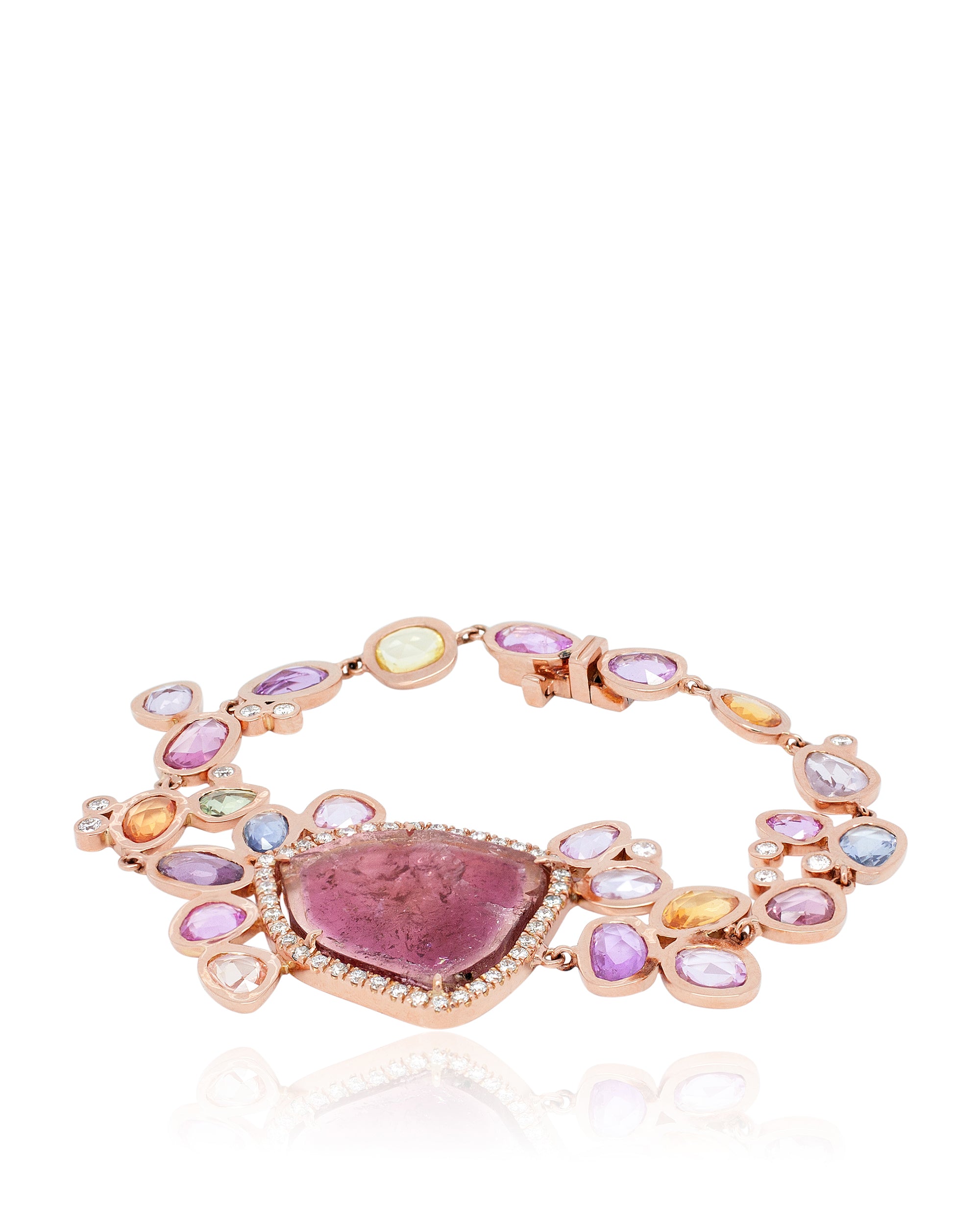 Tourmaline Jellyfish Diamond Bracelet, 18K Gold