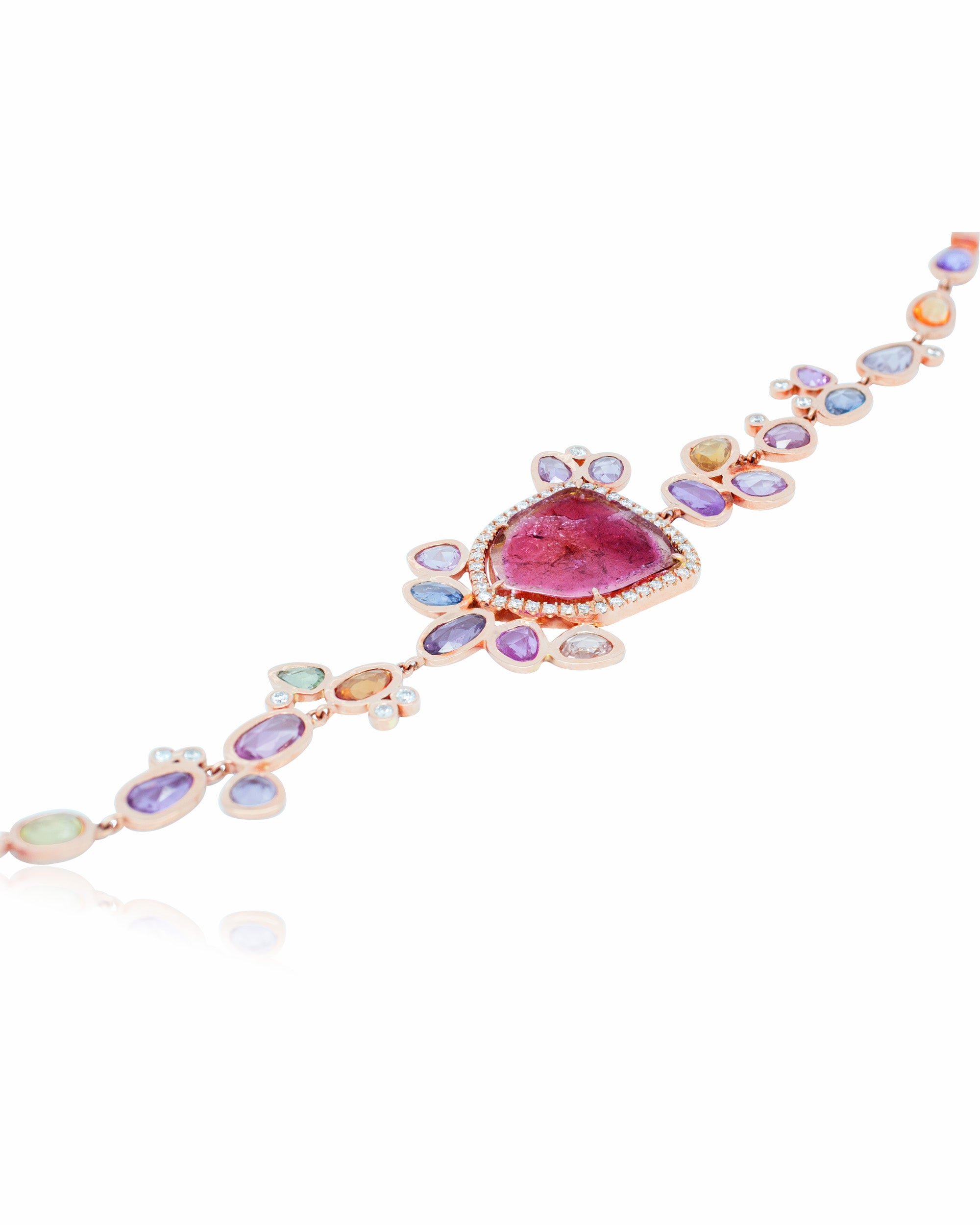 Tourmaline Jellyfish Diamond Bracelet, 18K Gold