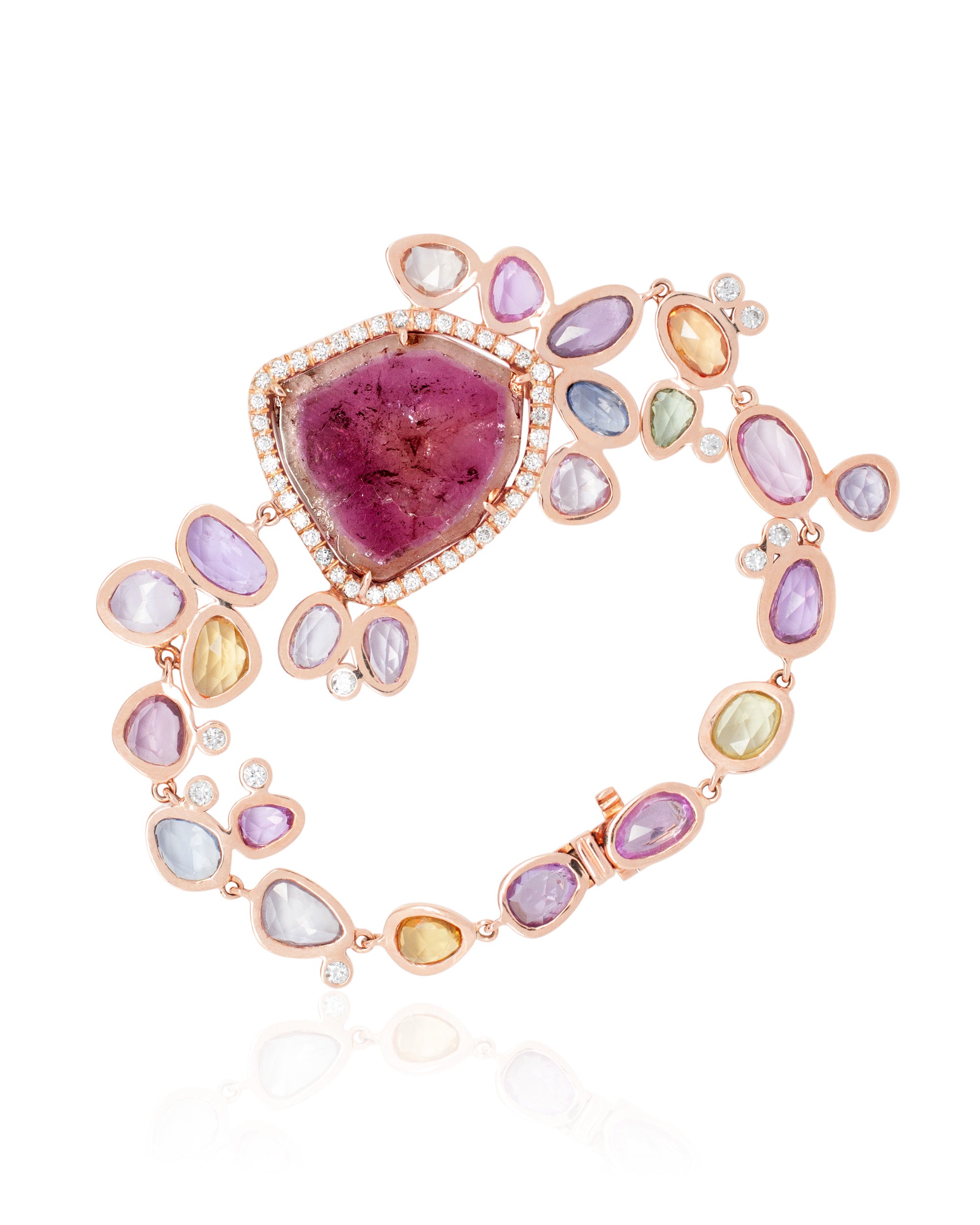 Tourmaline Jellyfish Diamond Bracelet, 18K Gold