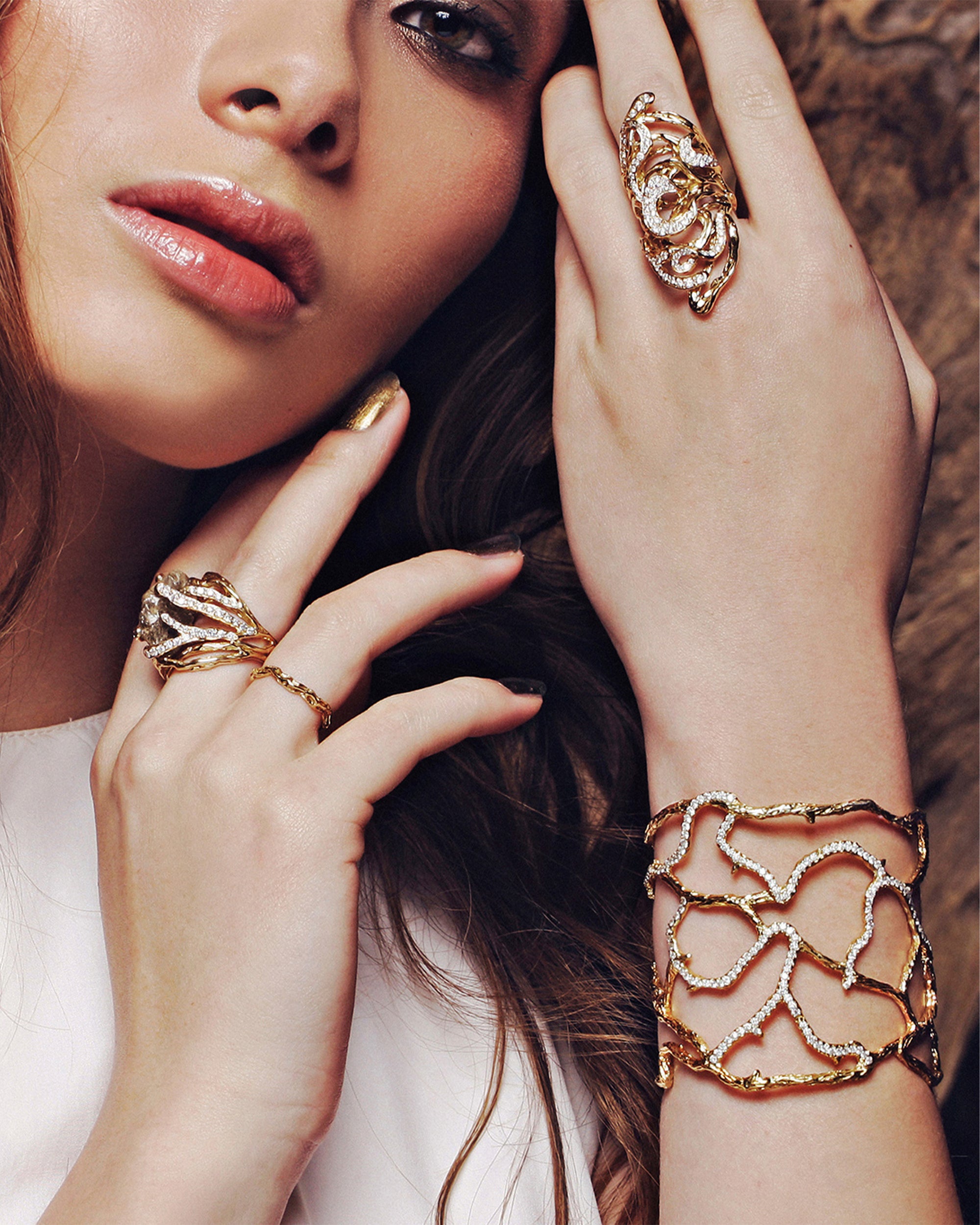 Lianas Banyan Tree Diamond Ring, 18K Gold