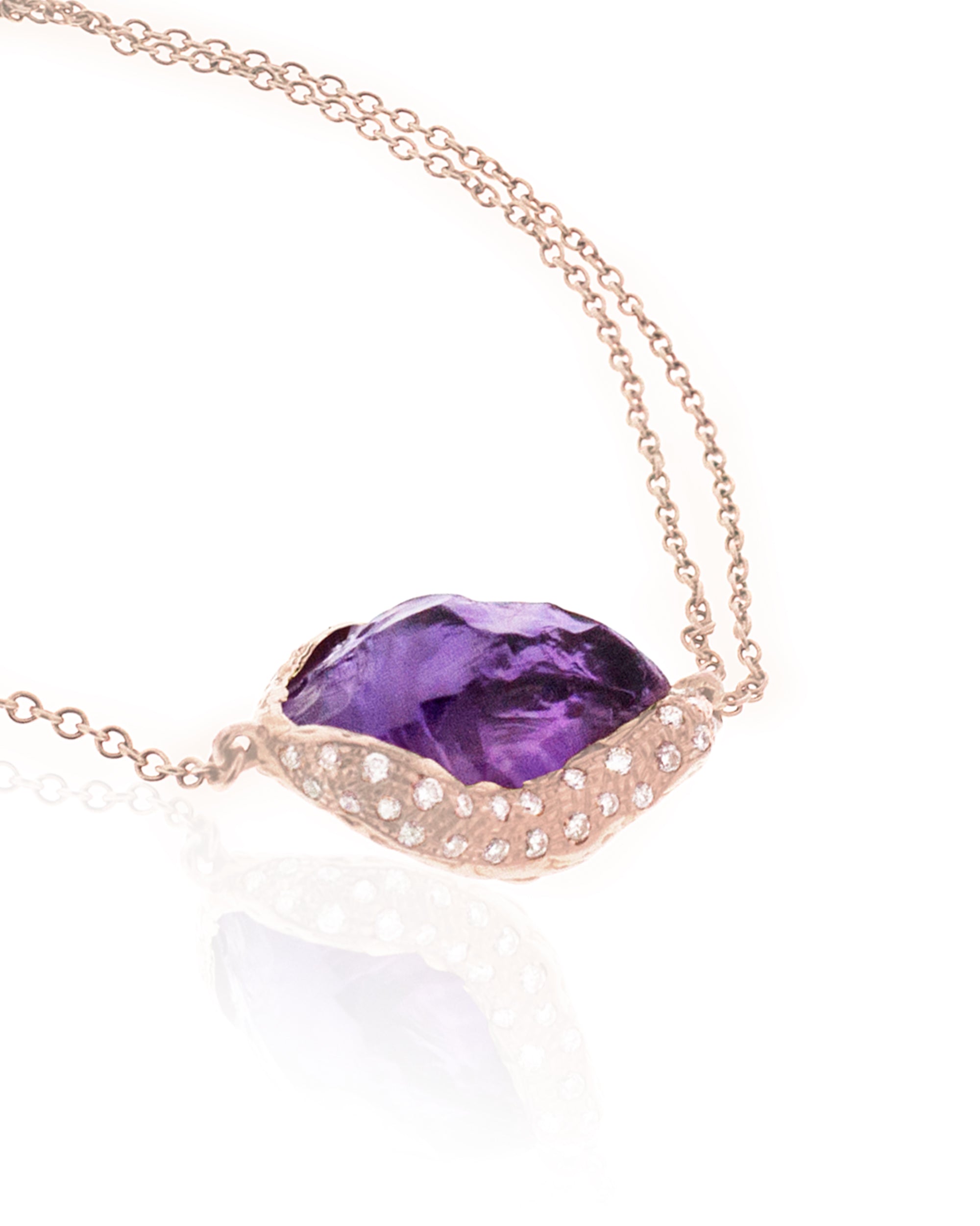 Gem Rock Amethyst Single Pebble Bracelet, 18K Gold