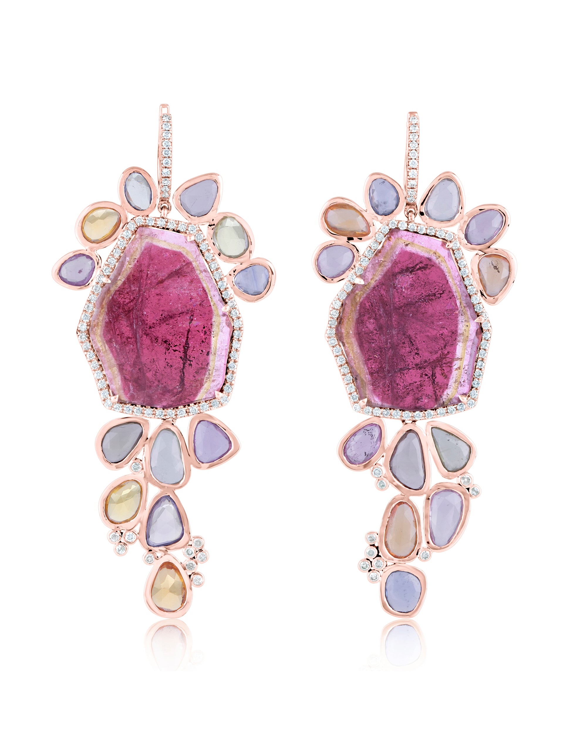 Tourmaline Jellyfish Earrings, 18K Gold