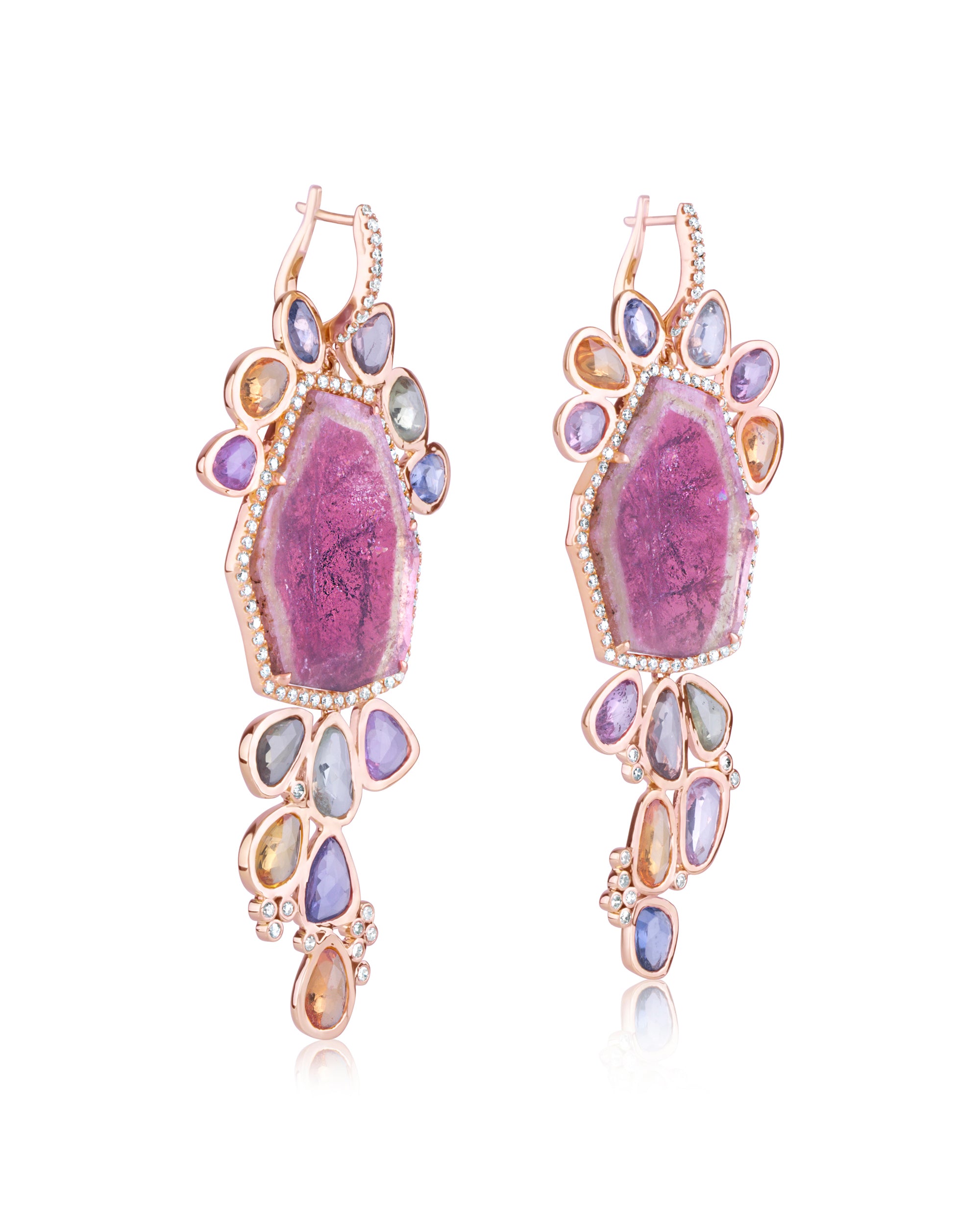 Tourmaline Jellyfish Earrings, 18K Gold