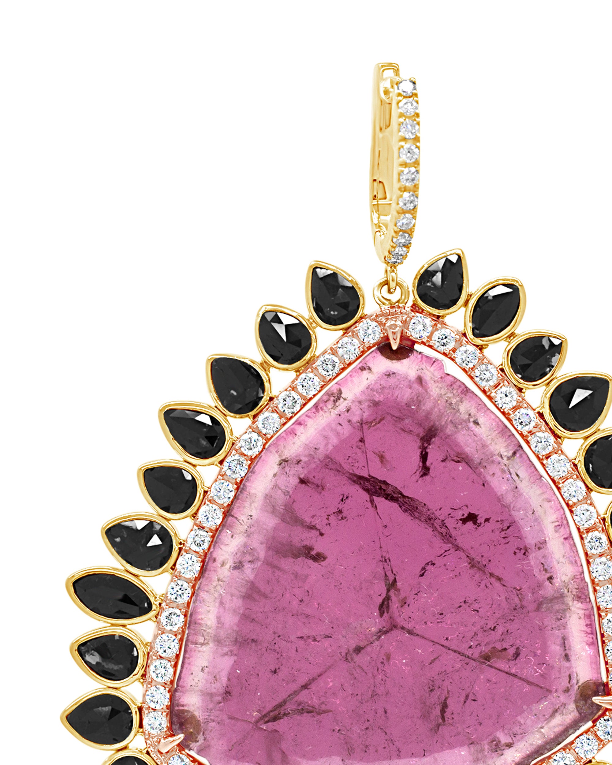 Tourmaline Lion's Mane Earrings, 18K Gold