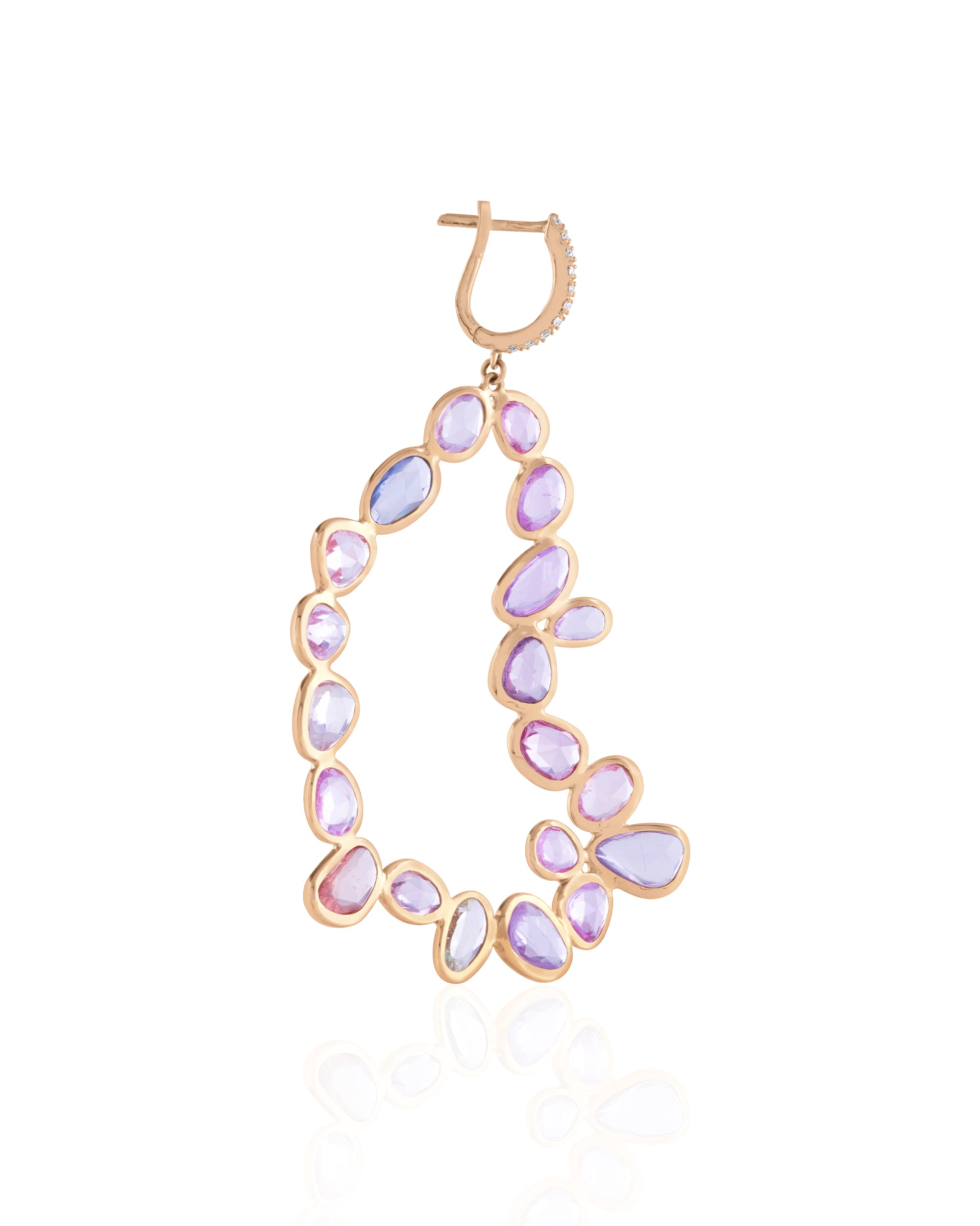 Tourmaline Sapphire Jellyfish Earrings, 18K Gold