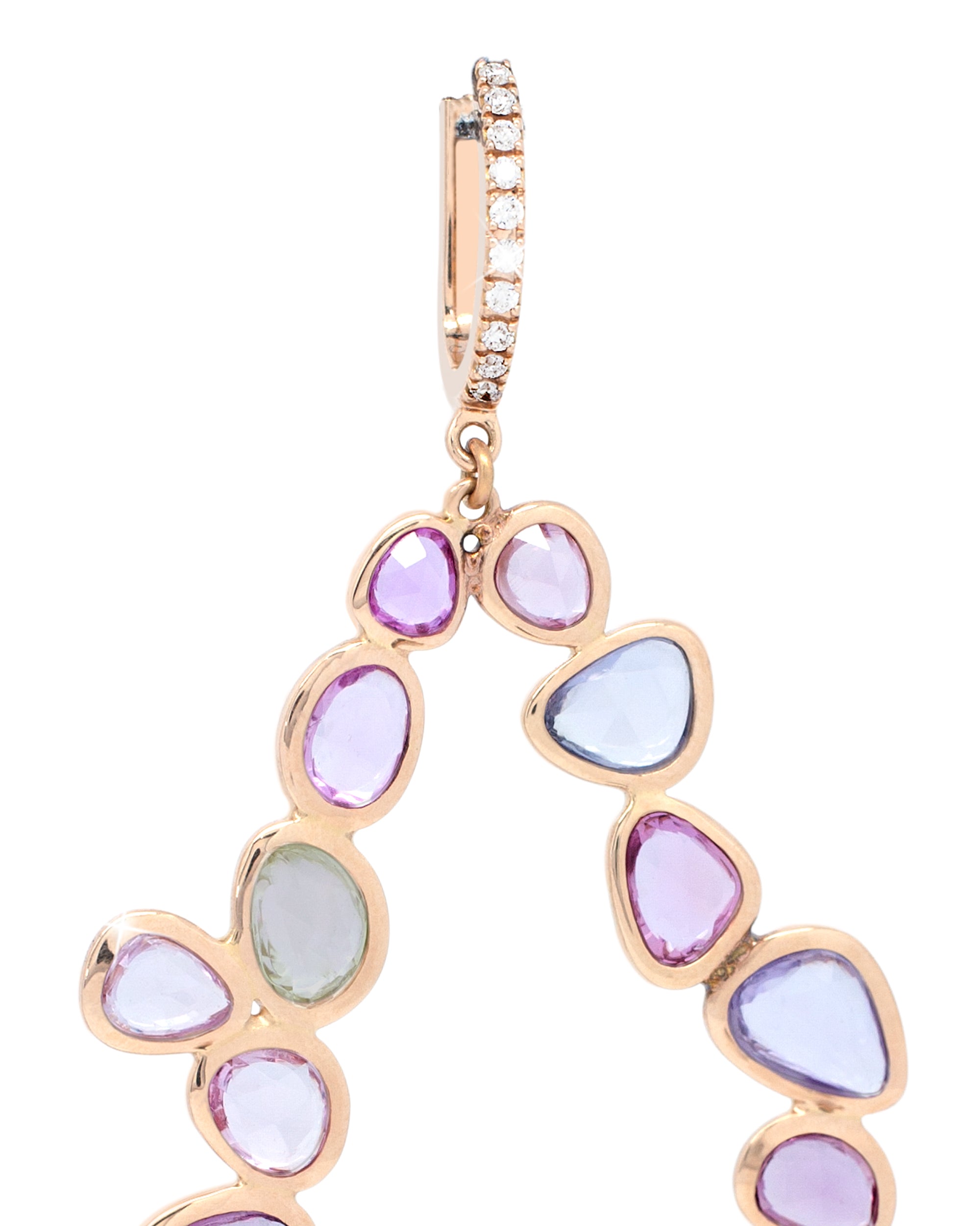 Tourmaline Sapphire Jellyfish Earrings, 18K Gold