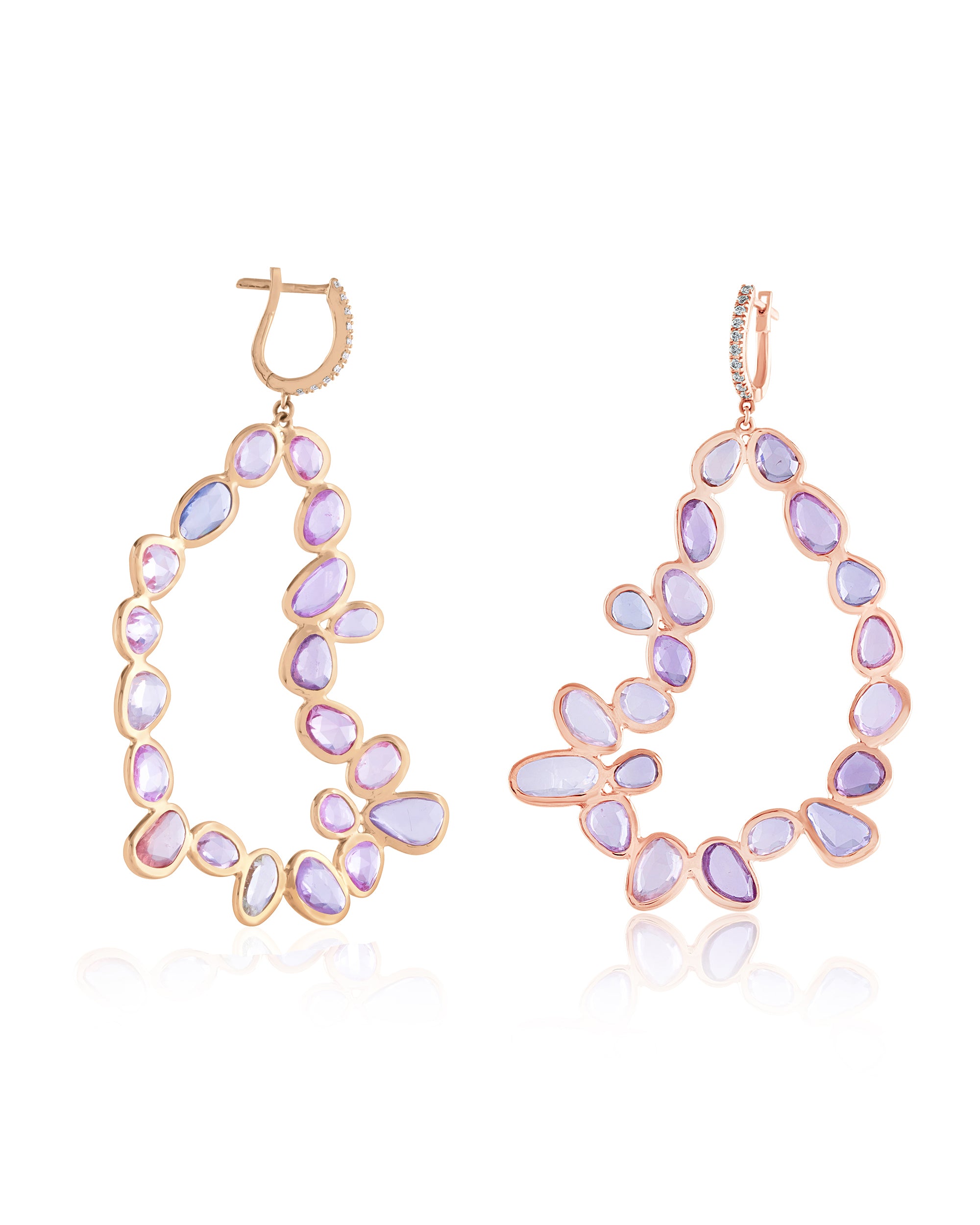 Tourmaline Sapphire Jellyfish Earrings, 18K Gold