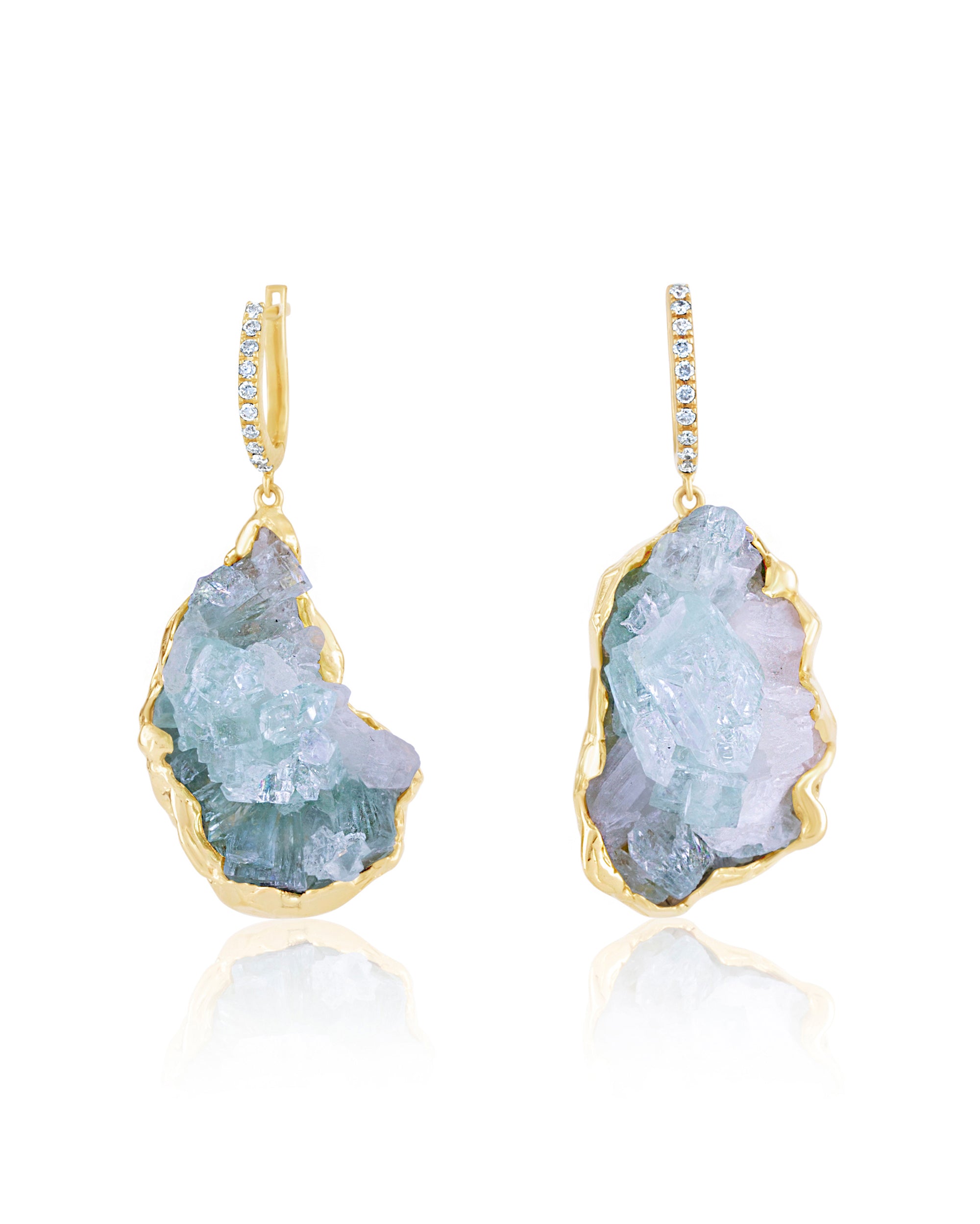 Mineral Shooting Star Apophyllite Earrings, 18K Gold