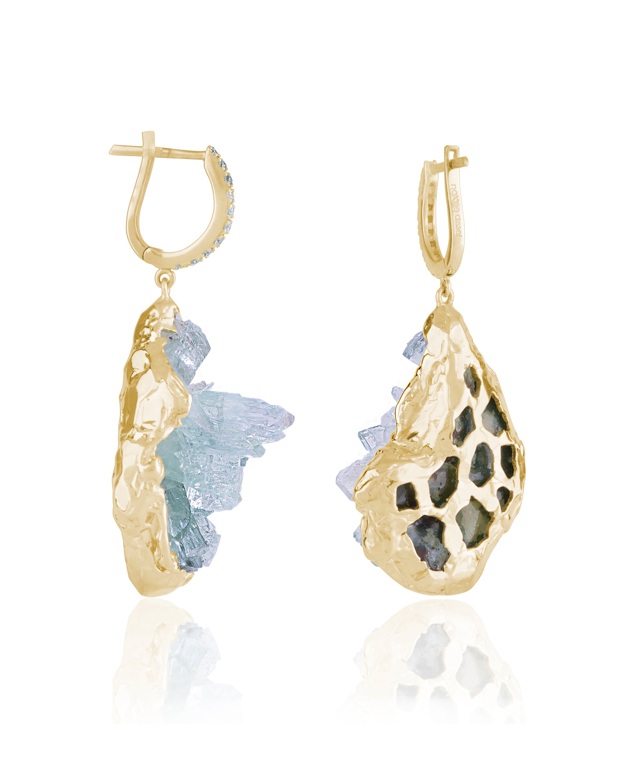 Mineral Shooting Star Apophyllite Earrings, 18K Gold