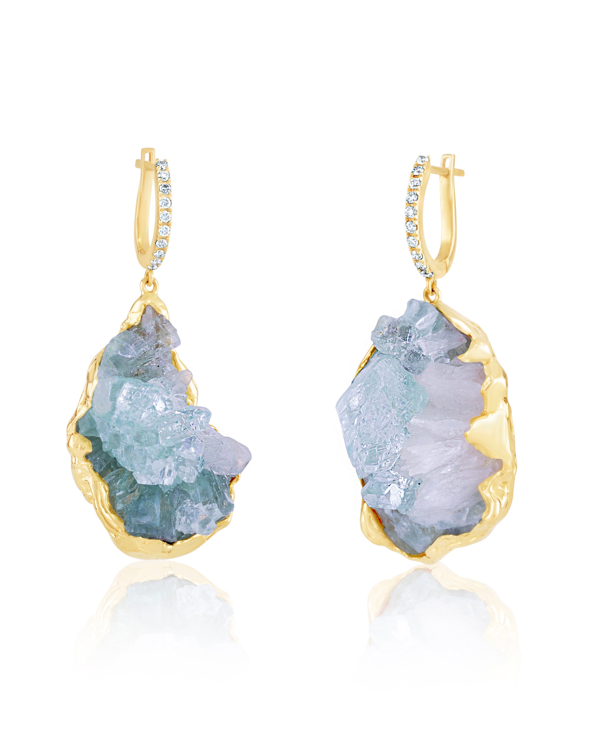 Mineral Shooting Star Apophyllite Earrings, 18K Gold