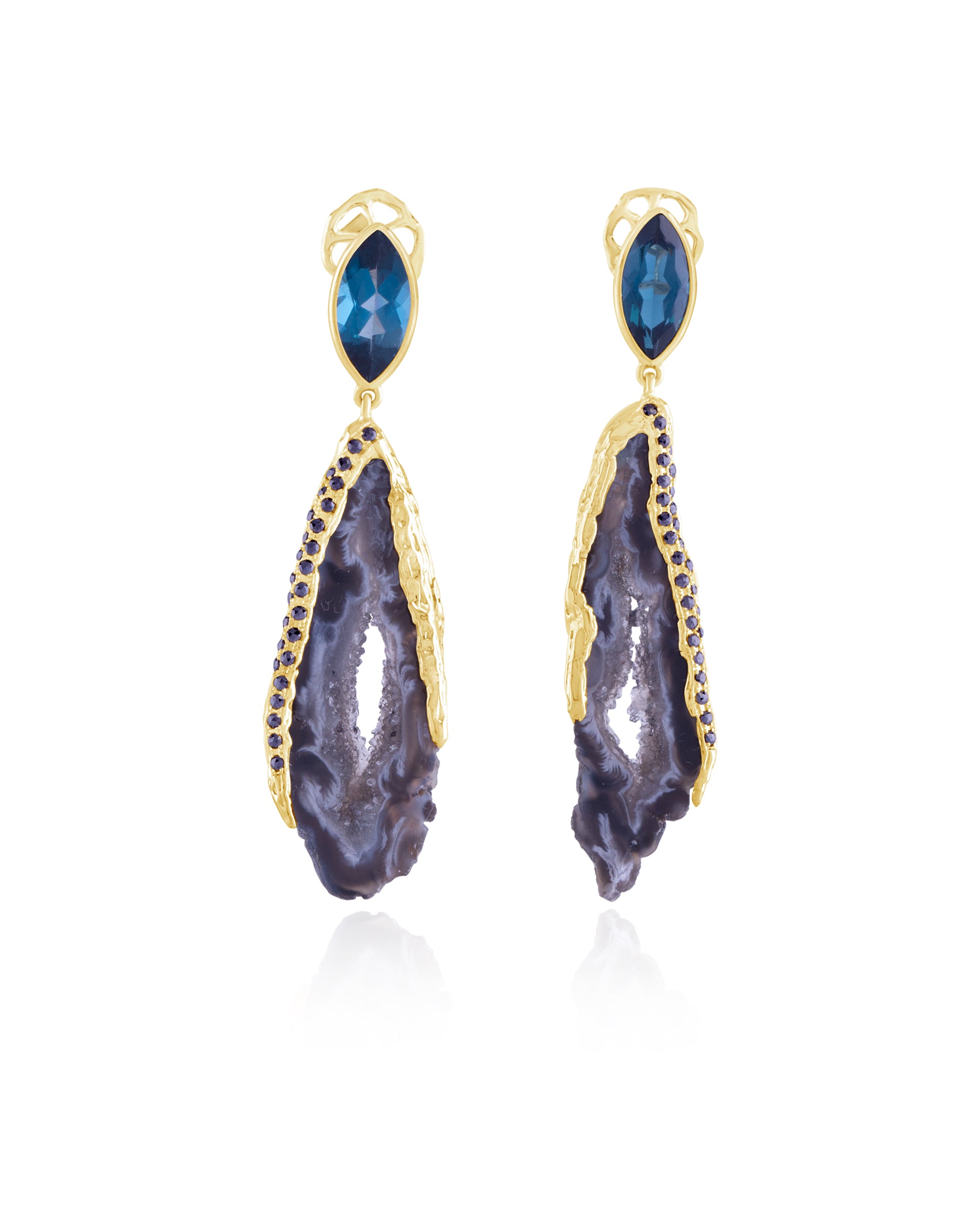 Feather Shooting Stars Earrings (M), 14K Gold