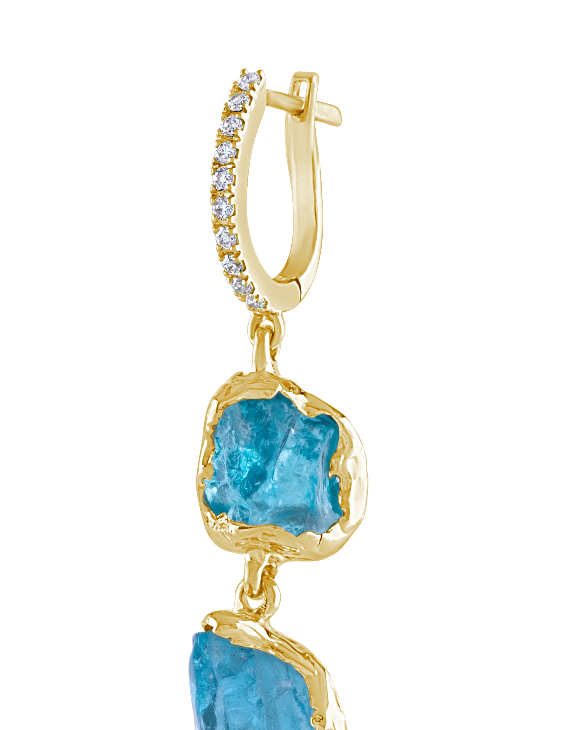 Gem Rock Apatite Diamond Earrings, 14K Gold