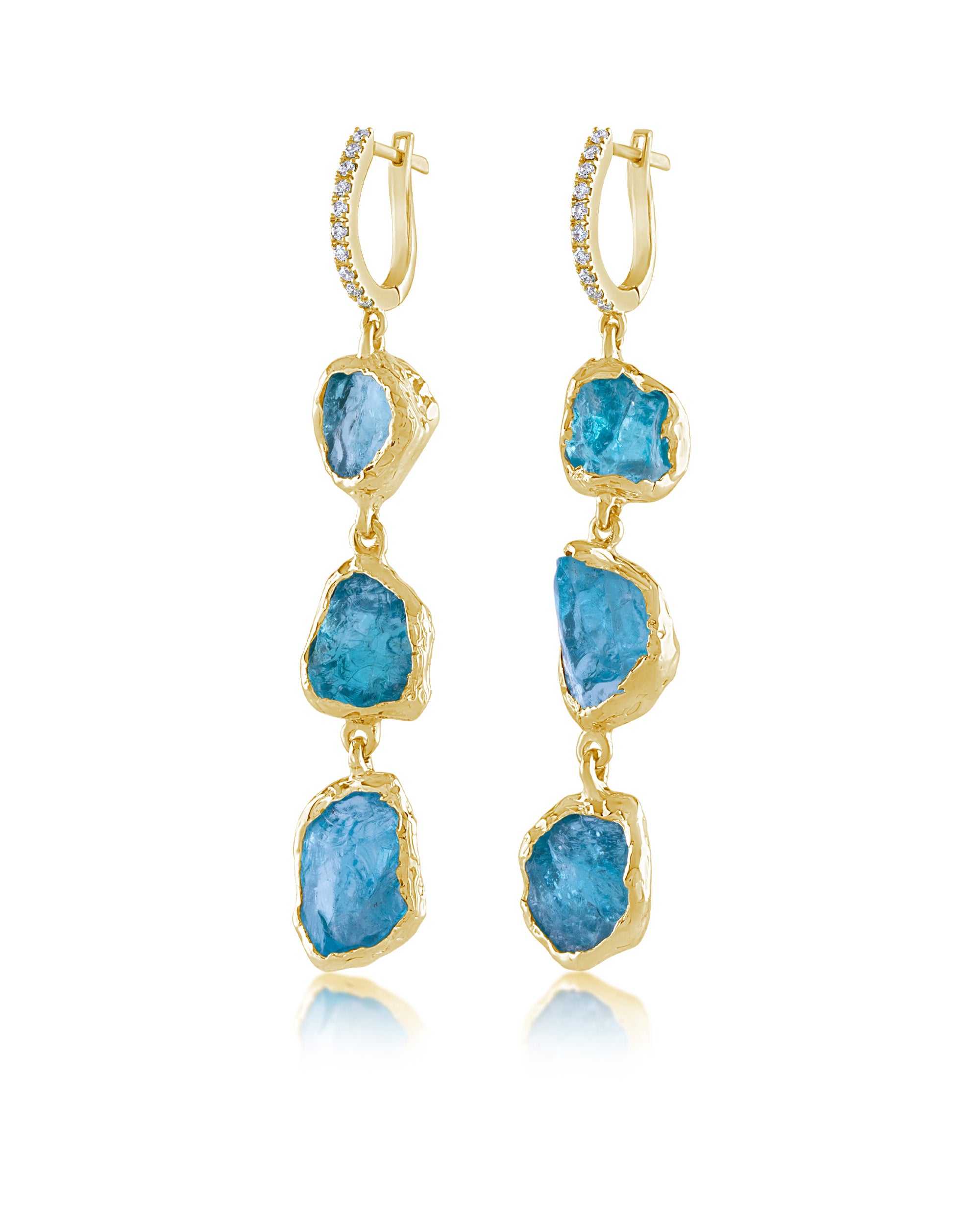 Gem Rock Apatite Diamond Earrings, 14K Gold