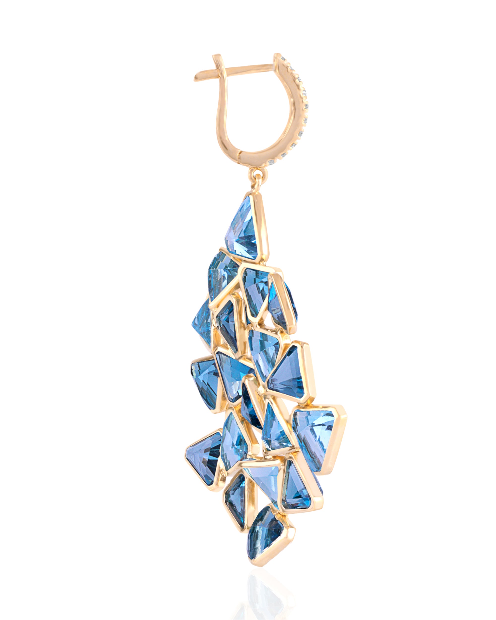 Blue Ice Topaz Crystal Earrings, 18K Gold
