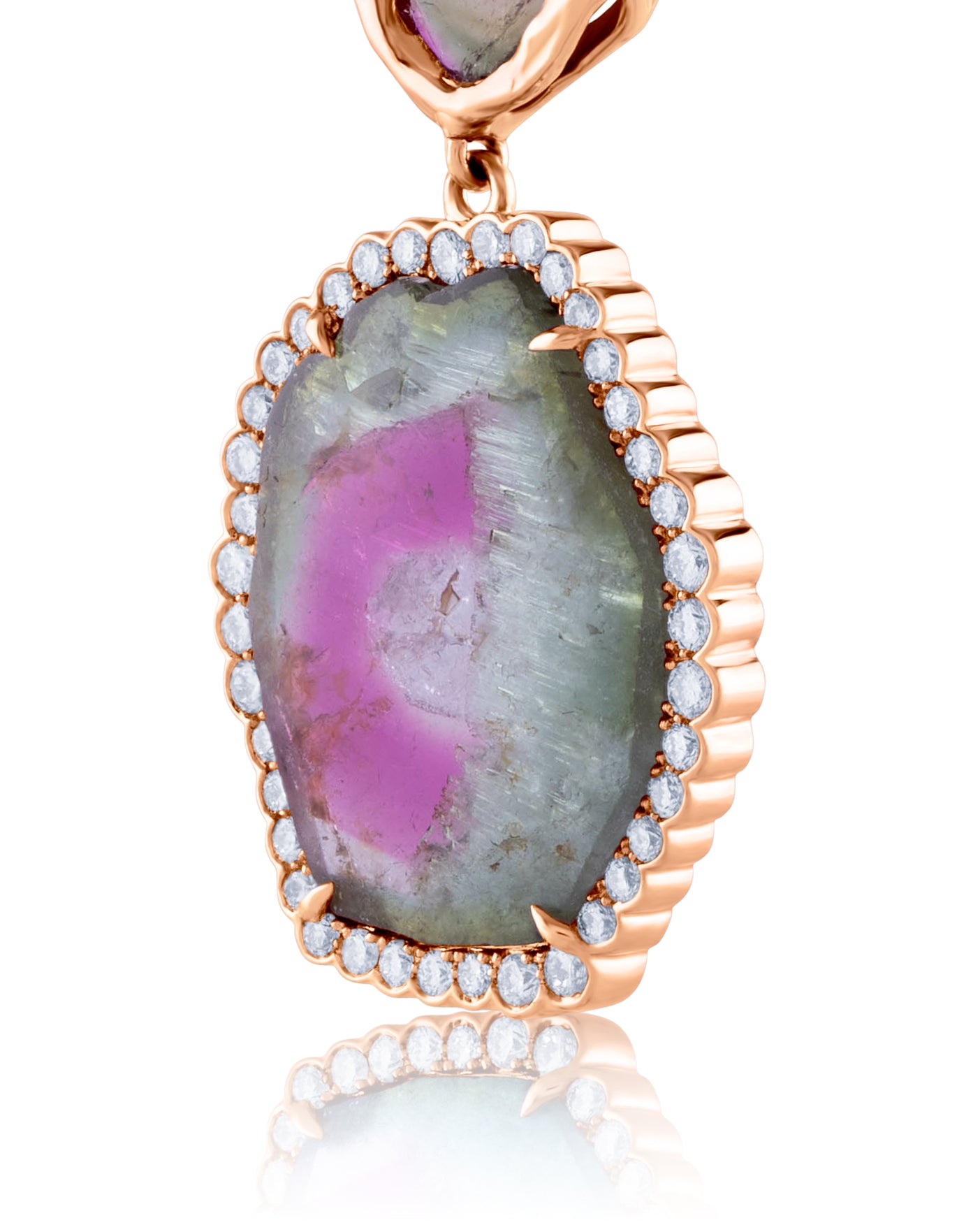 Tourmaline Parrot Fish Earrings, 18K Gold