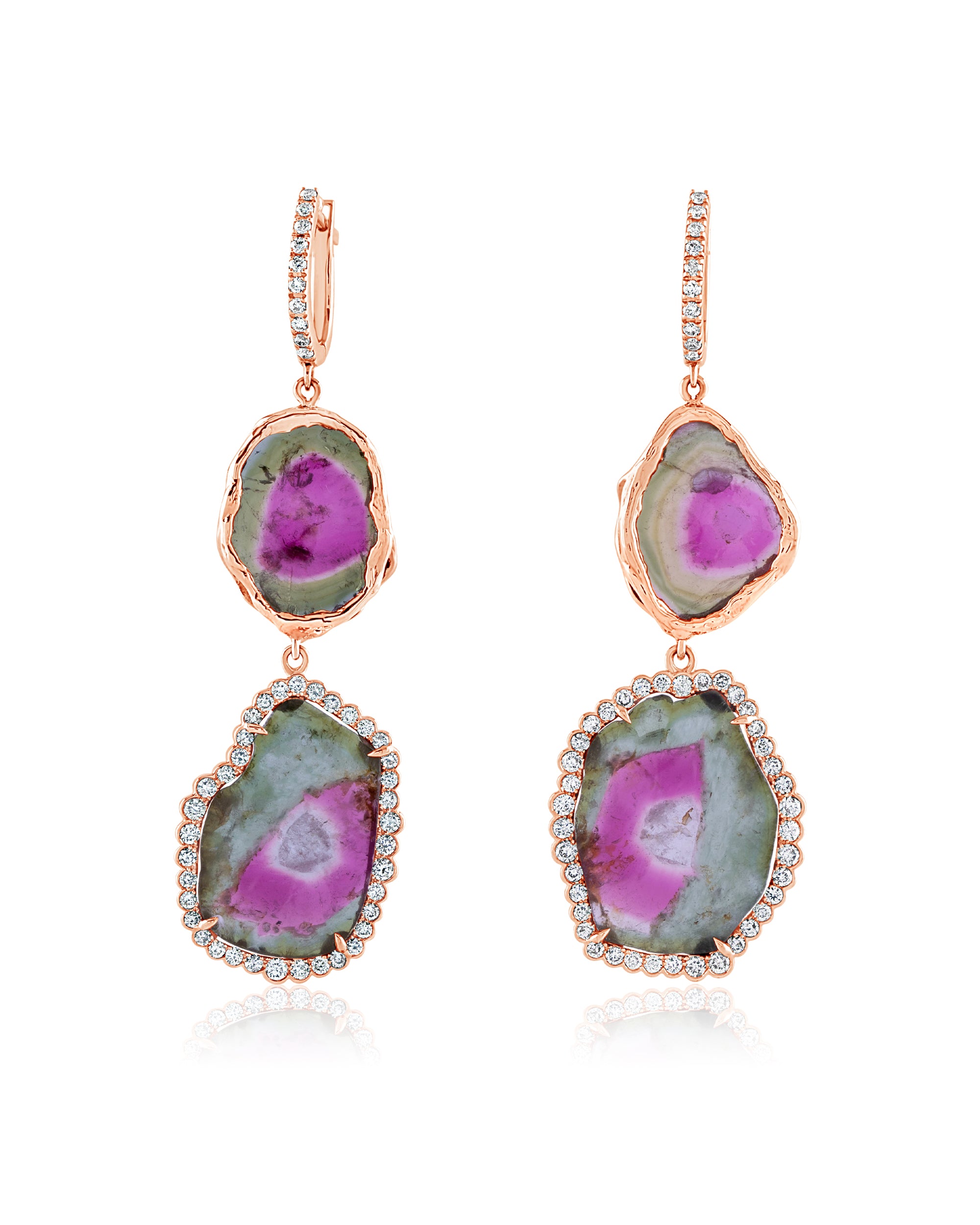 Tourmaline Parrot Fish Earrings, 18K Gold