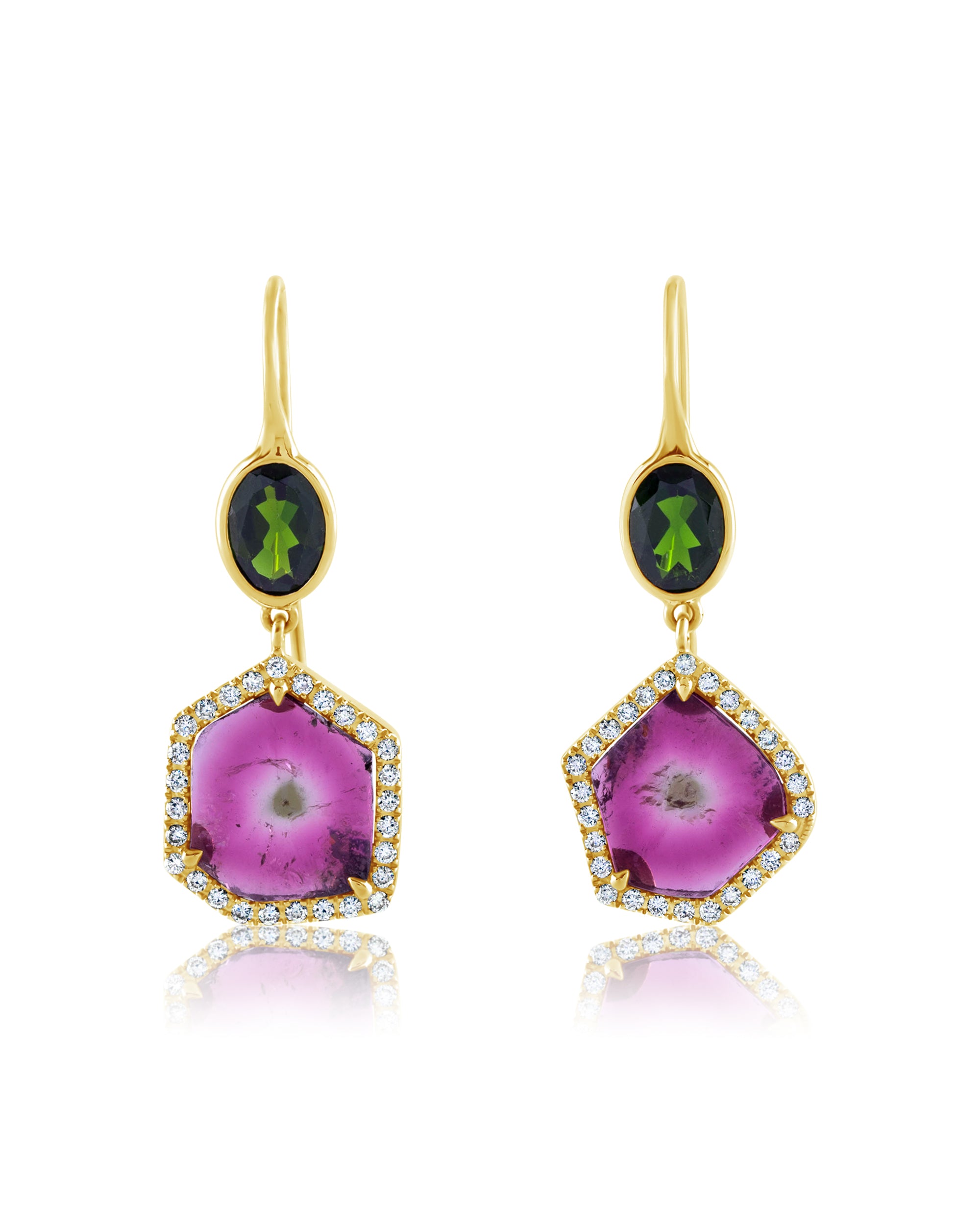 Tourmaline Stingray Earrings, 18K Gold