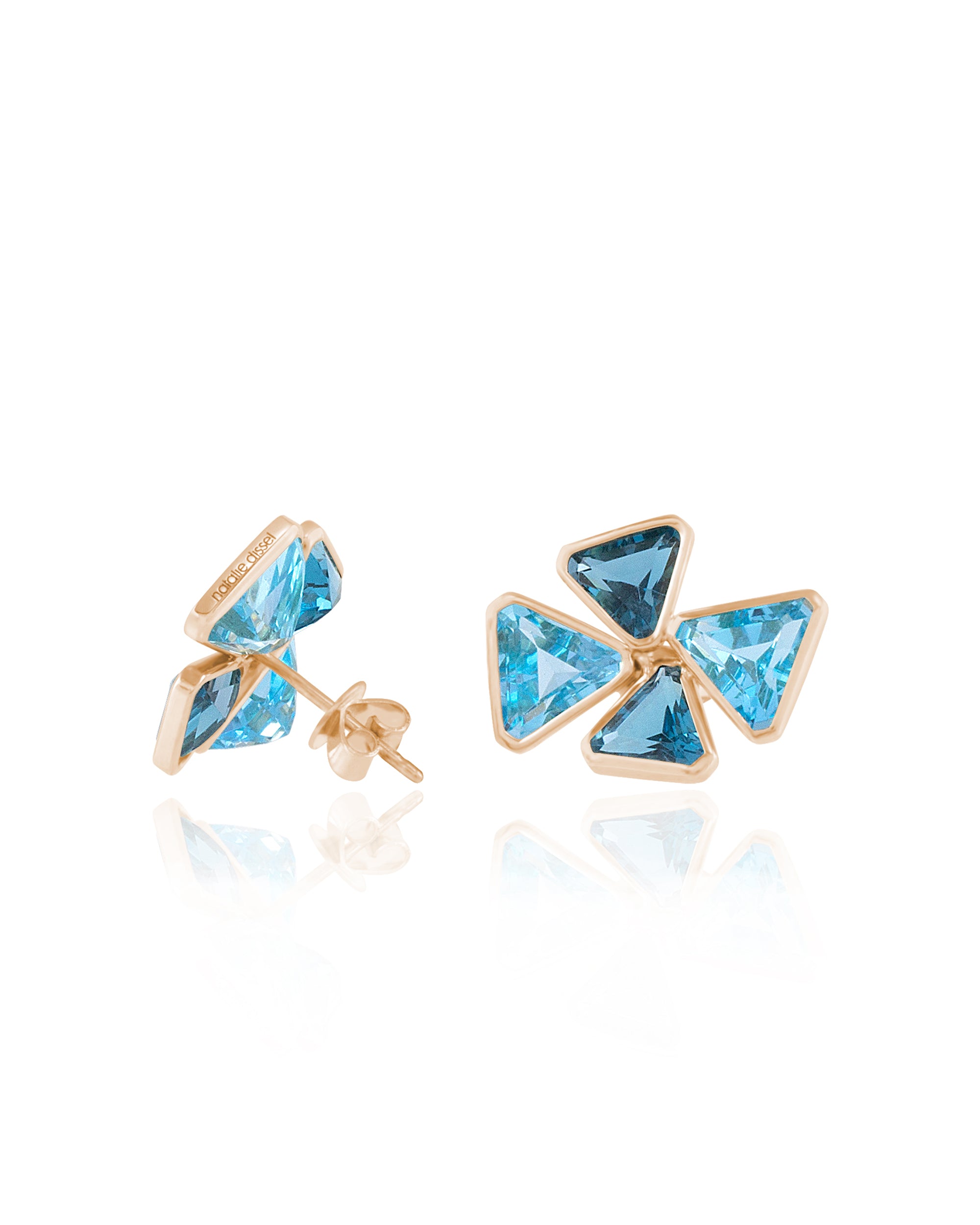 Blue Ice Stud Earrings, 18K Gold