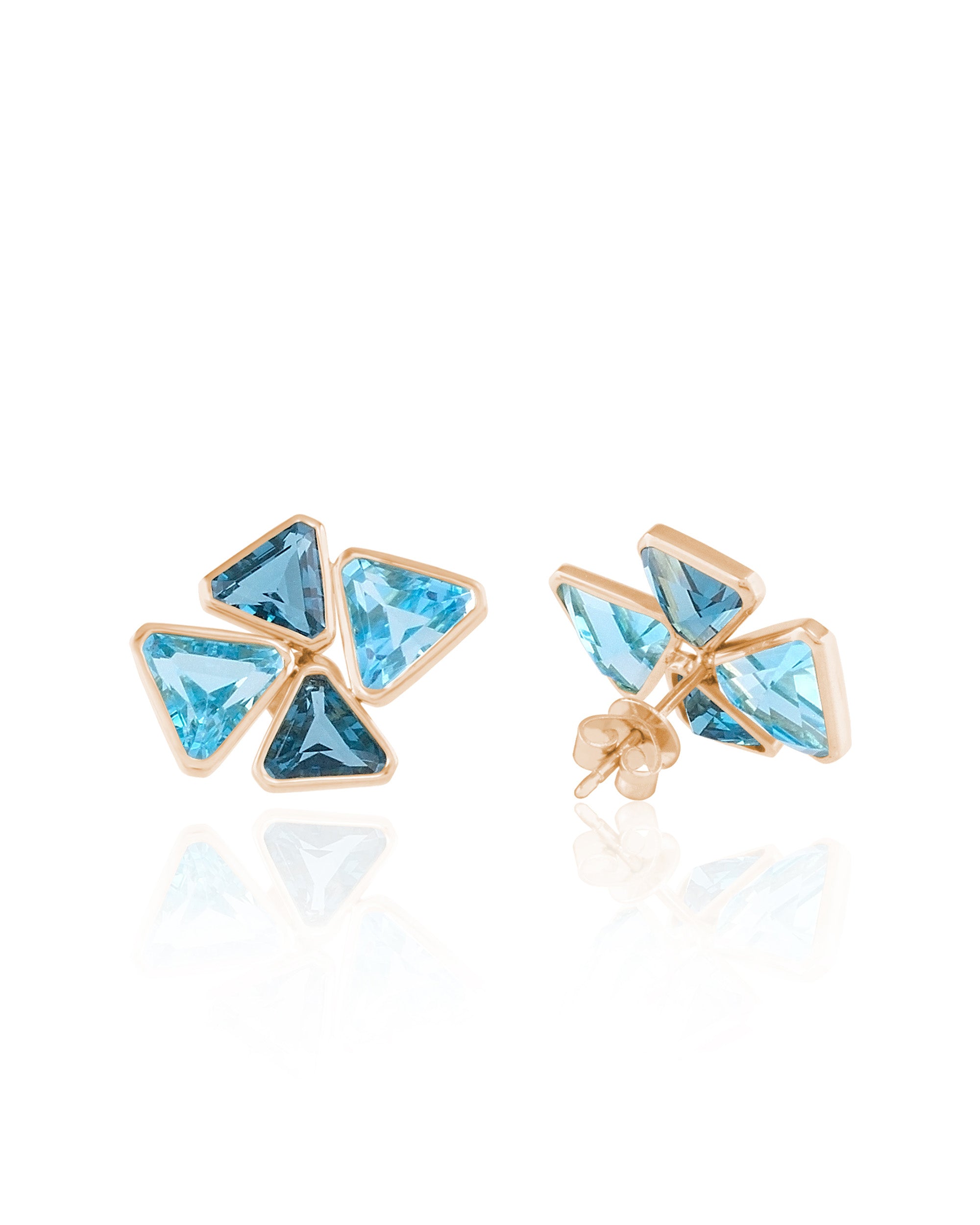 Blue Ice Stud Earrings, 18K Gold