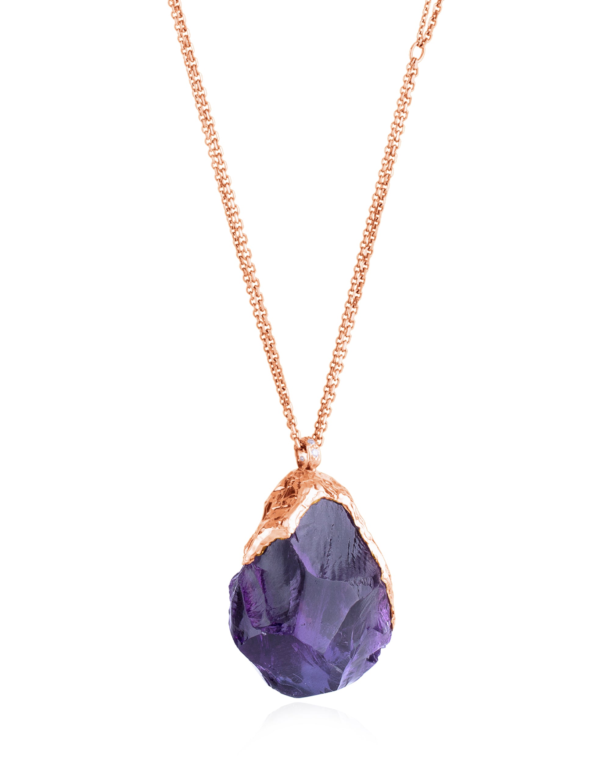 Gem Rock Amethyst Diamonds Necklace (L),  18K Gold