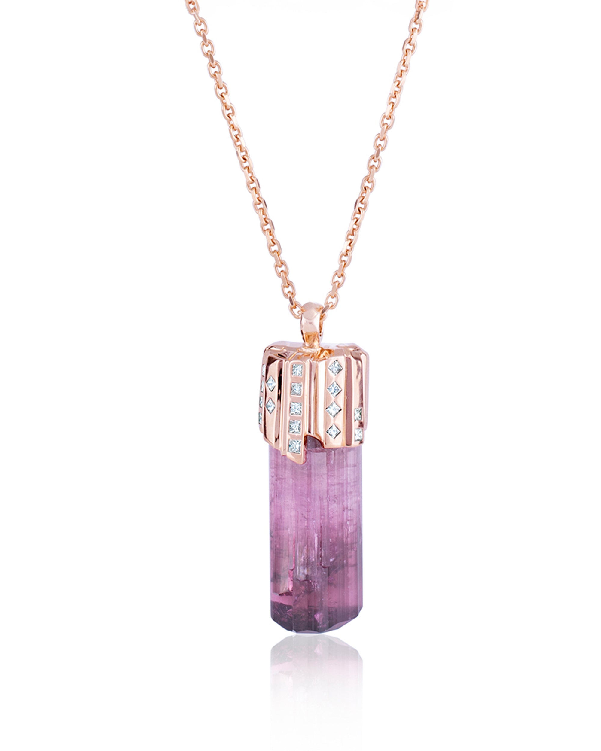 Tourmaline Diamond Necklace, 18K Gold