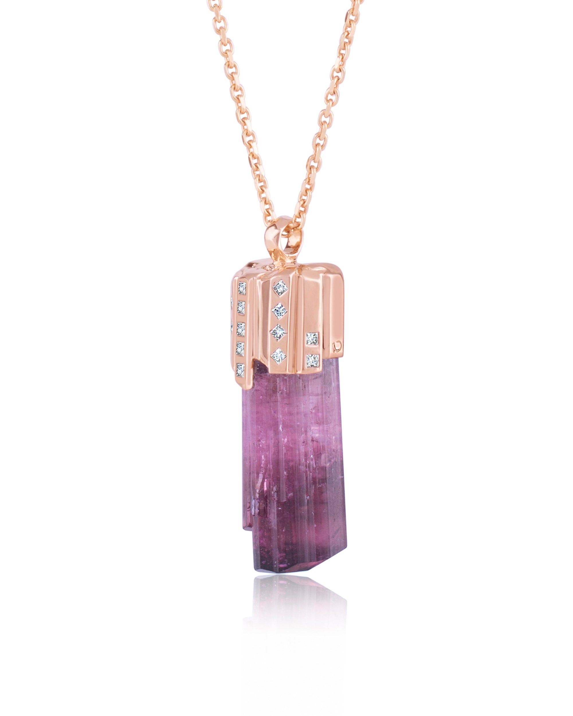 Tourmaline Diamond Necklace, 18K Gold