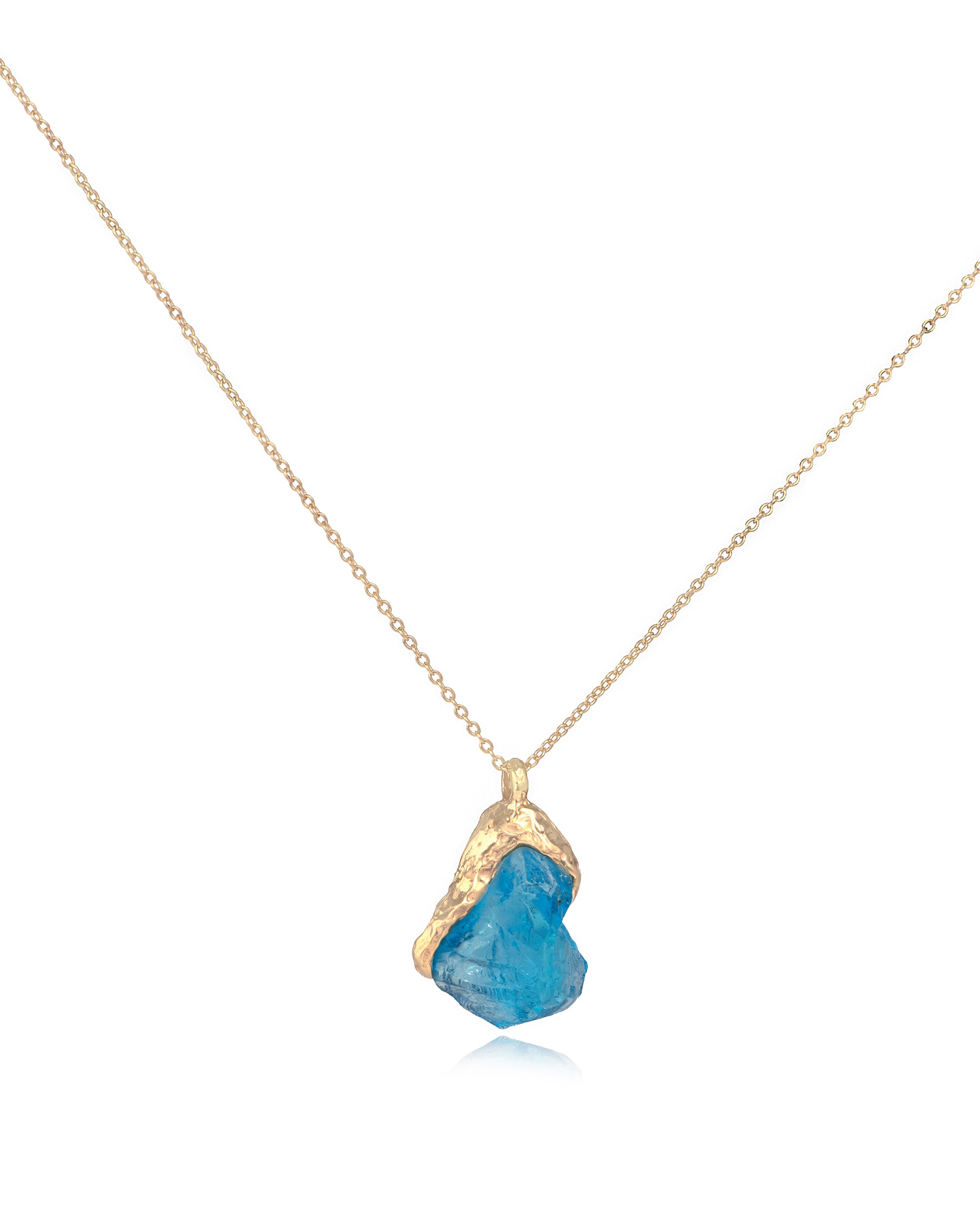 Gem Rock Swiss Blue Topaz Pendant, 18K Gold
