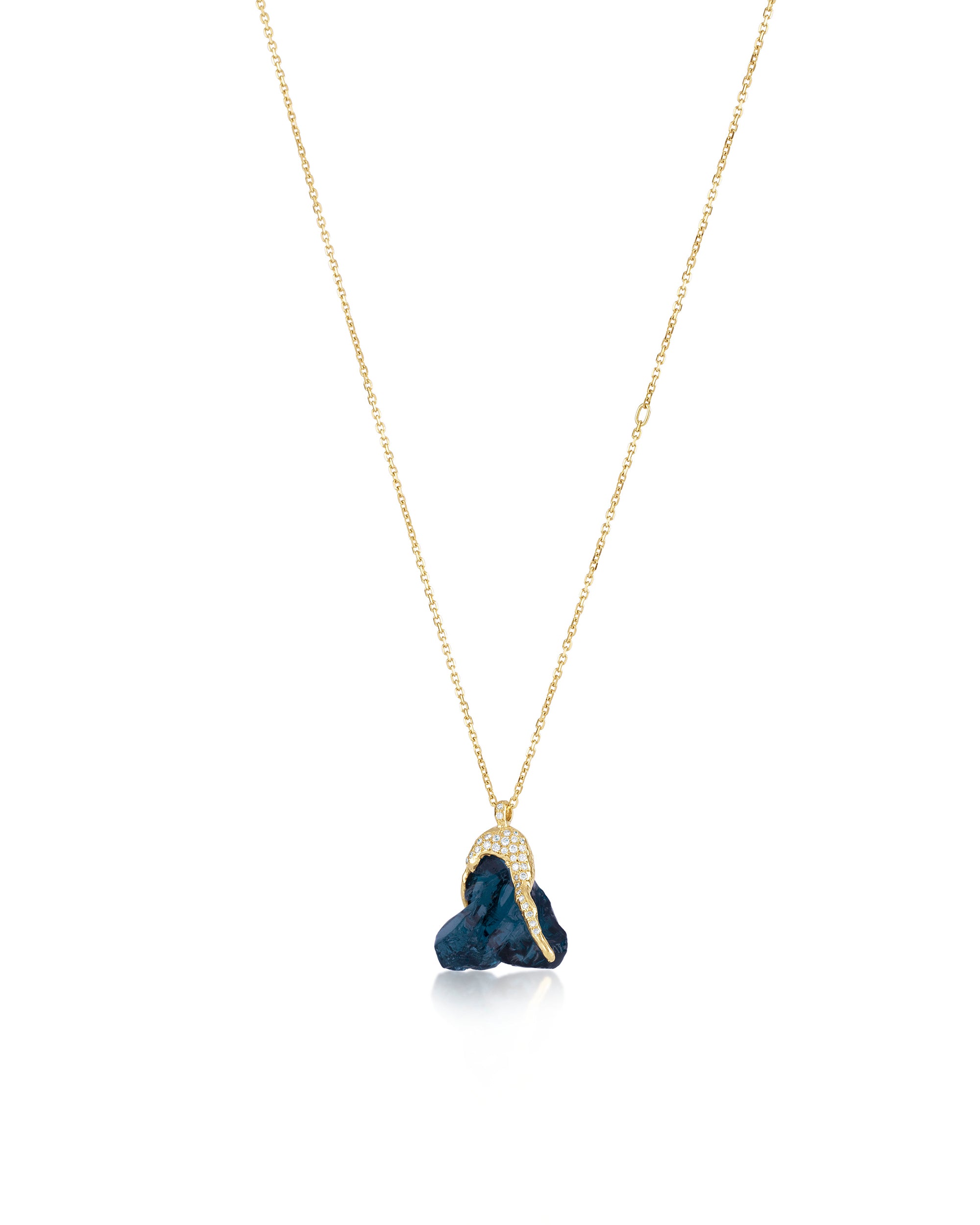 Blue Ice London Topaz Diamond Necklace, 18K Gold