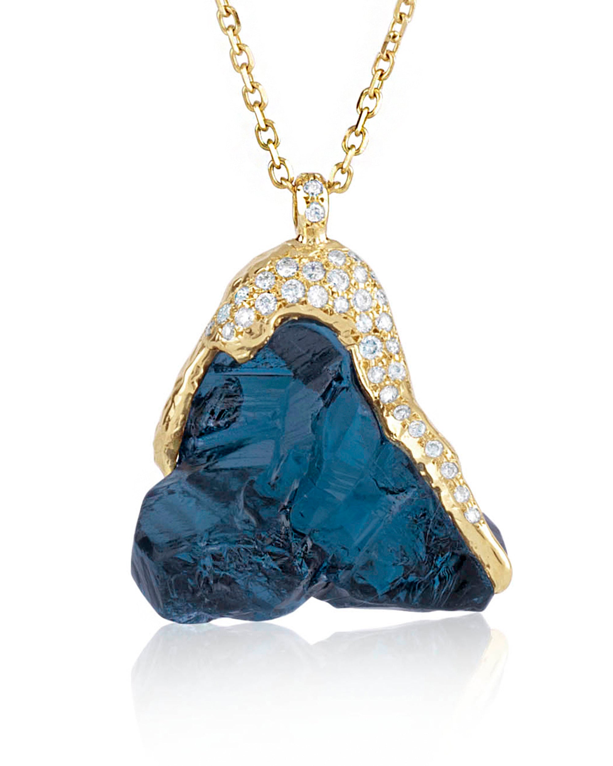 Blue Ice London Topaz Diamond Necklace, 18K Gold