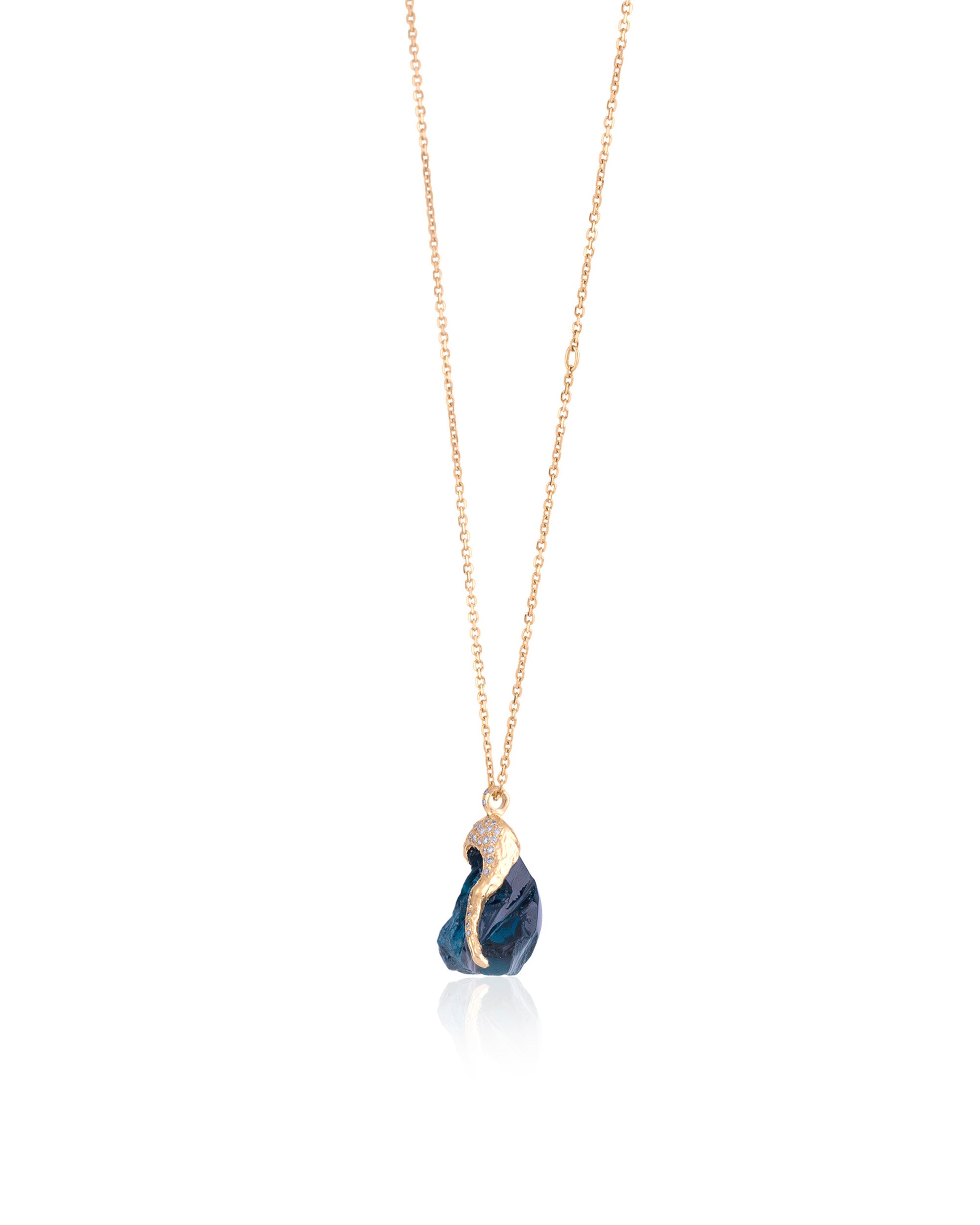 Blue Ice London Topaz Diamond Necklace, 18K Gold