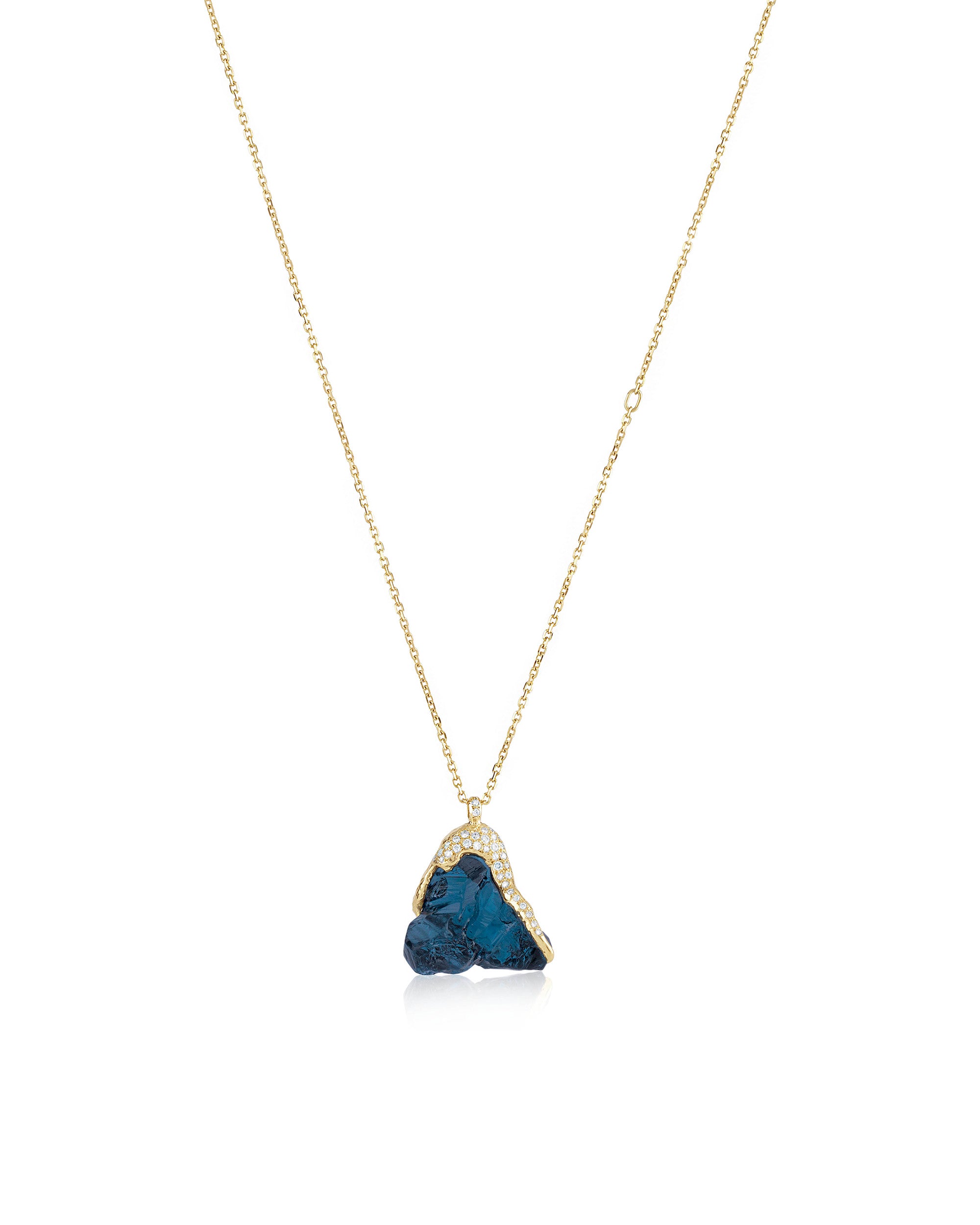 Blue Ice London Topaz Diamond Necklace, 18K Gold