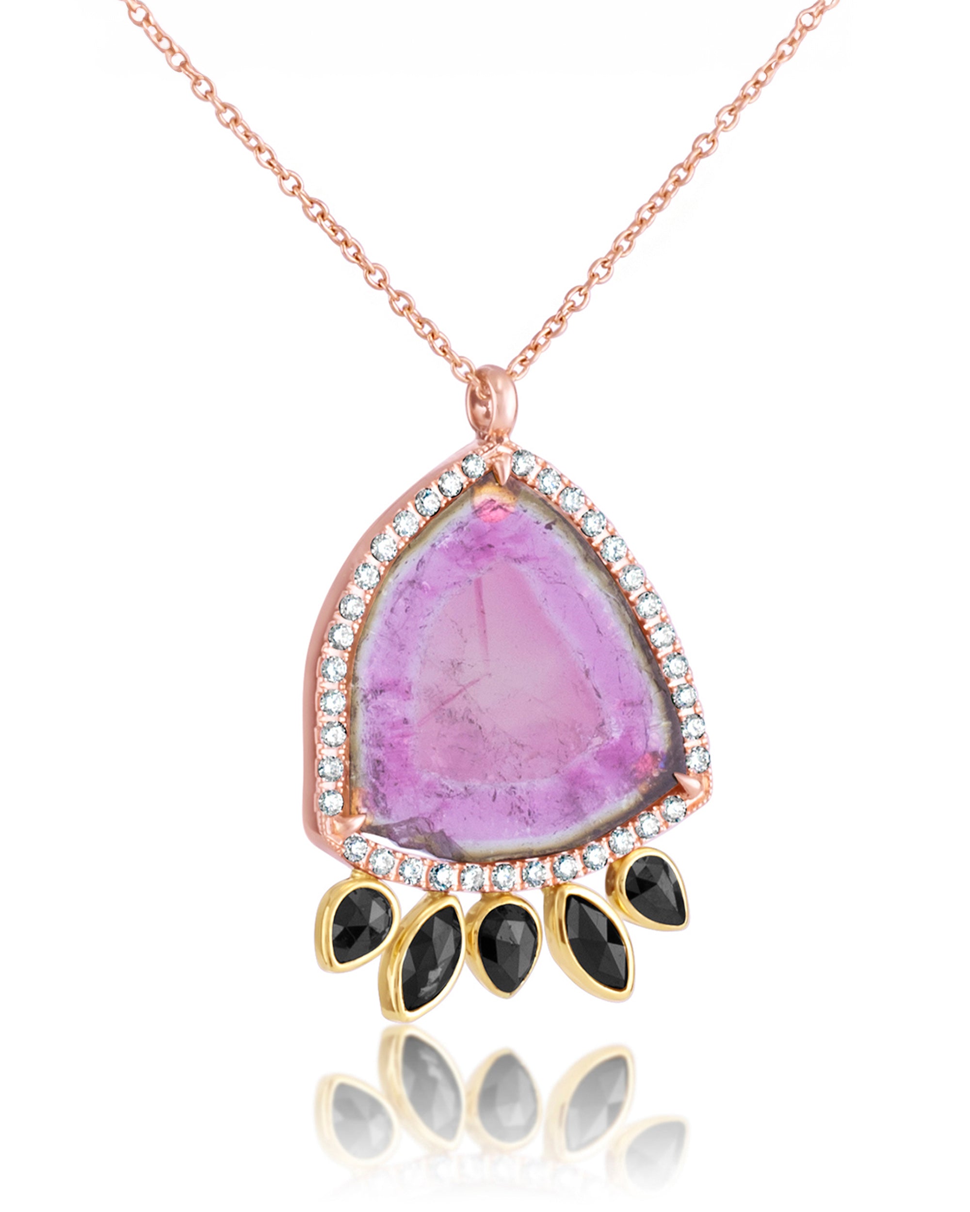 Tourmaline Crowntail Necklace, 18K Gold