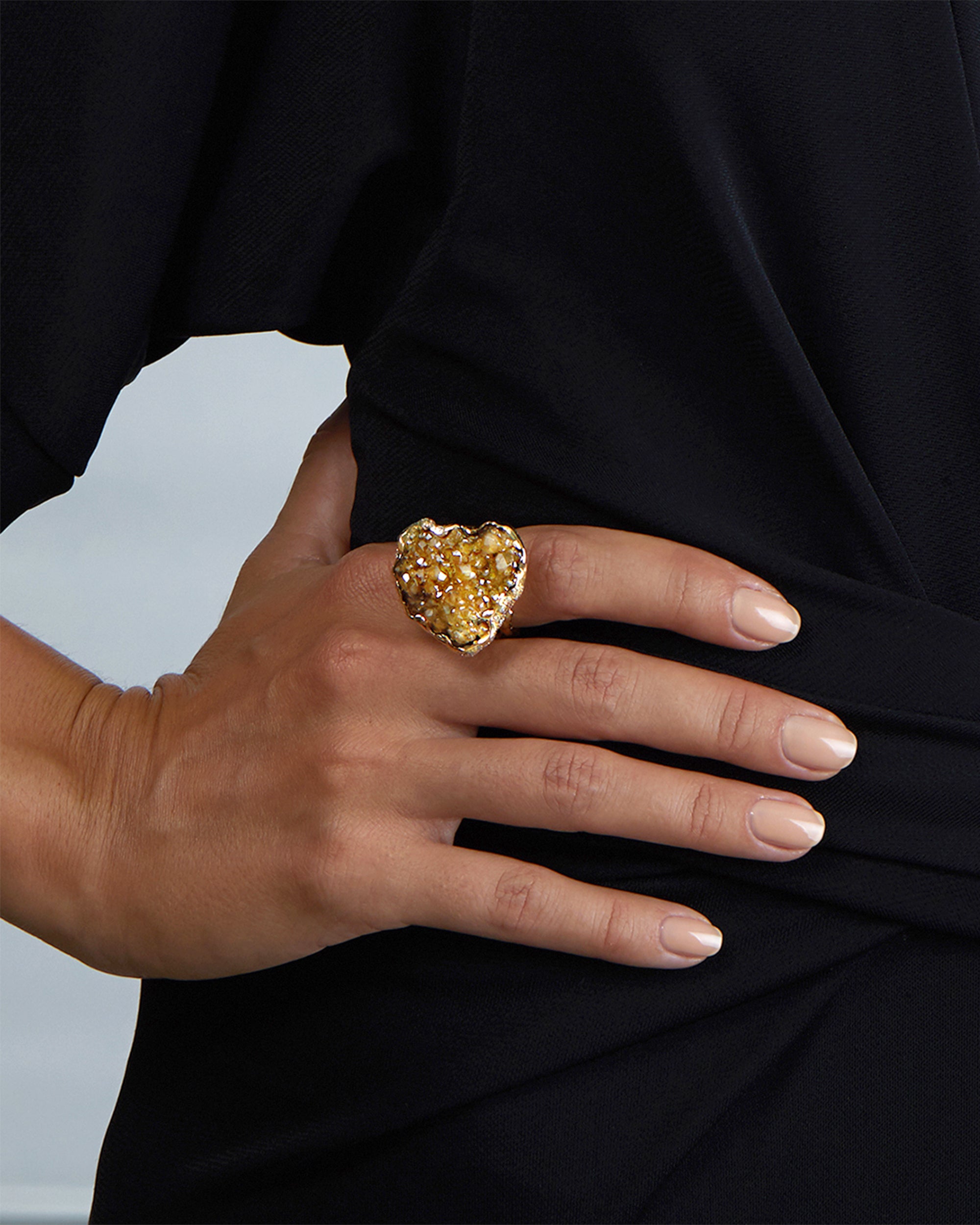 Mineral Demantoid Forest Diamonds Ring, 18K Gold