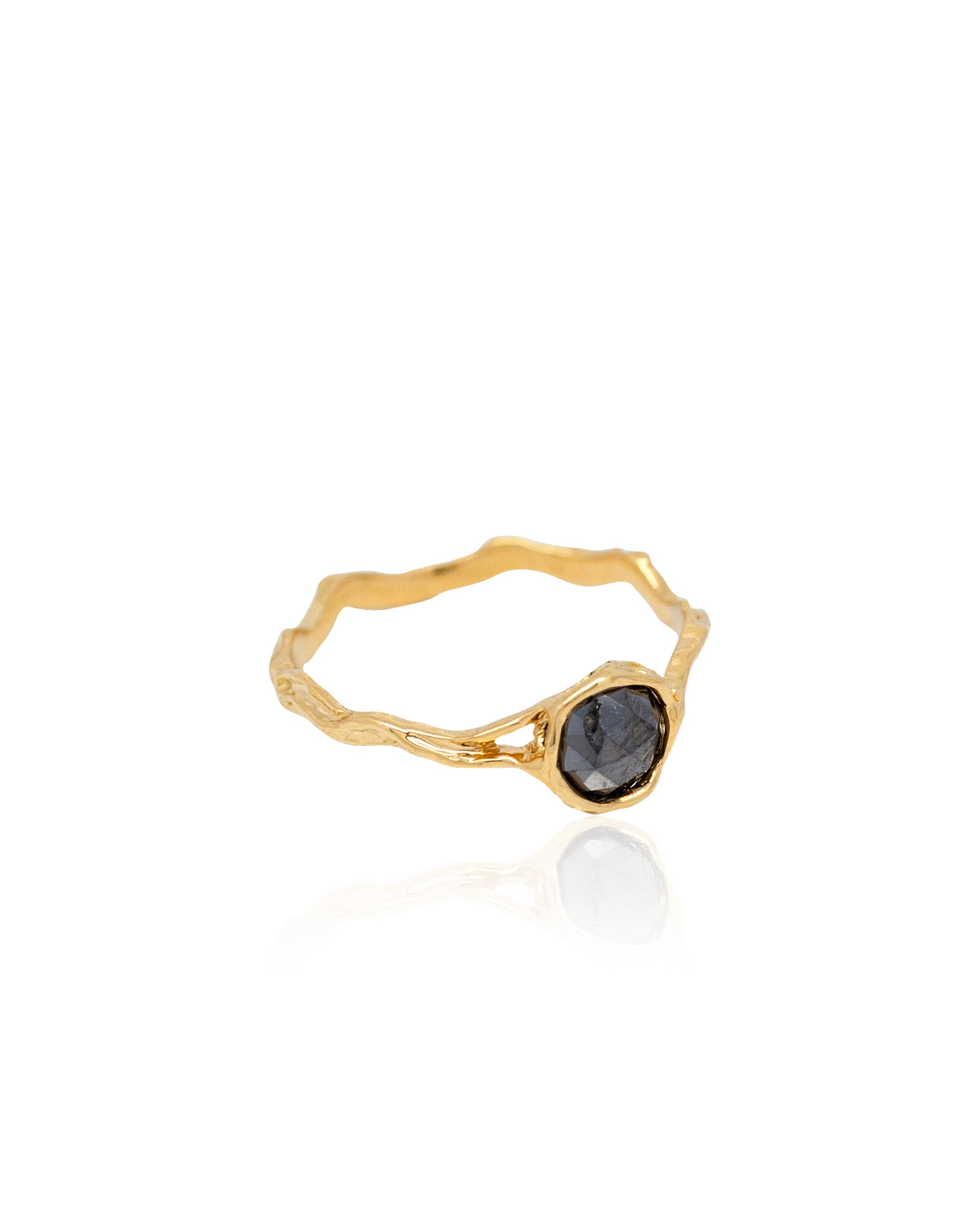 Lianas Black Diamond Root Ring, 18K Gold