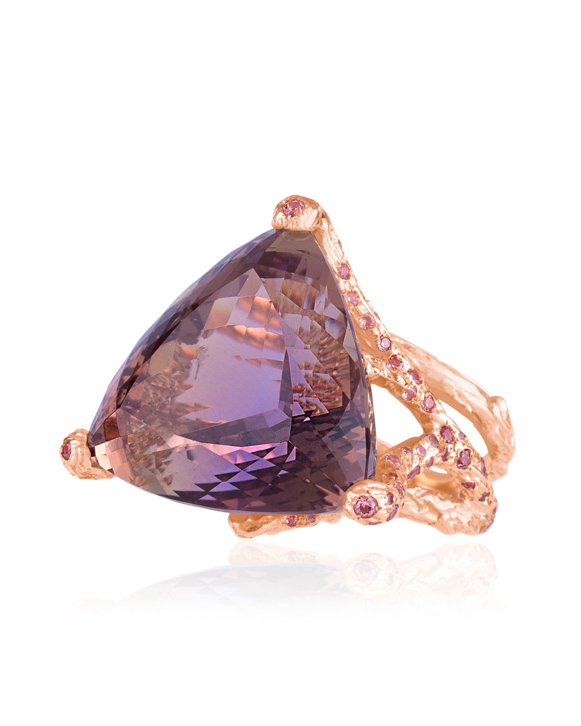 Facet Ametrine Bolivianite Cocktail Ring, 18K Gold