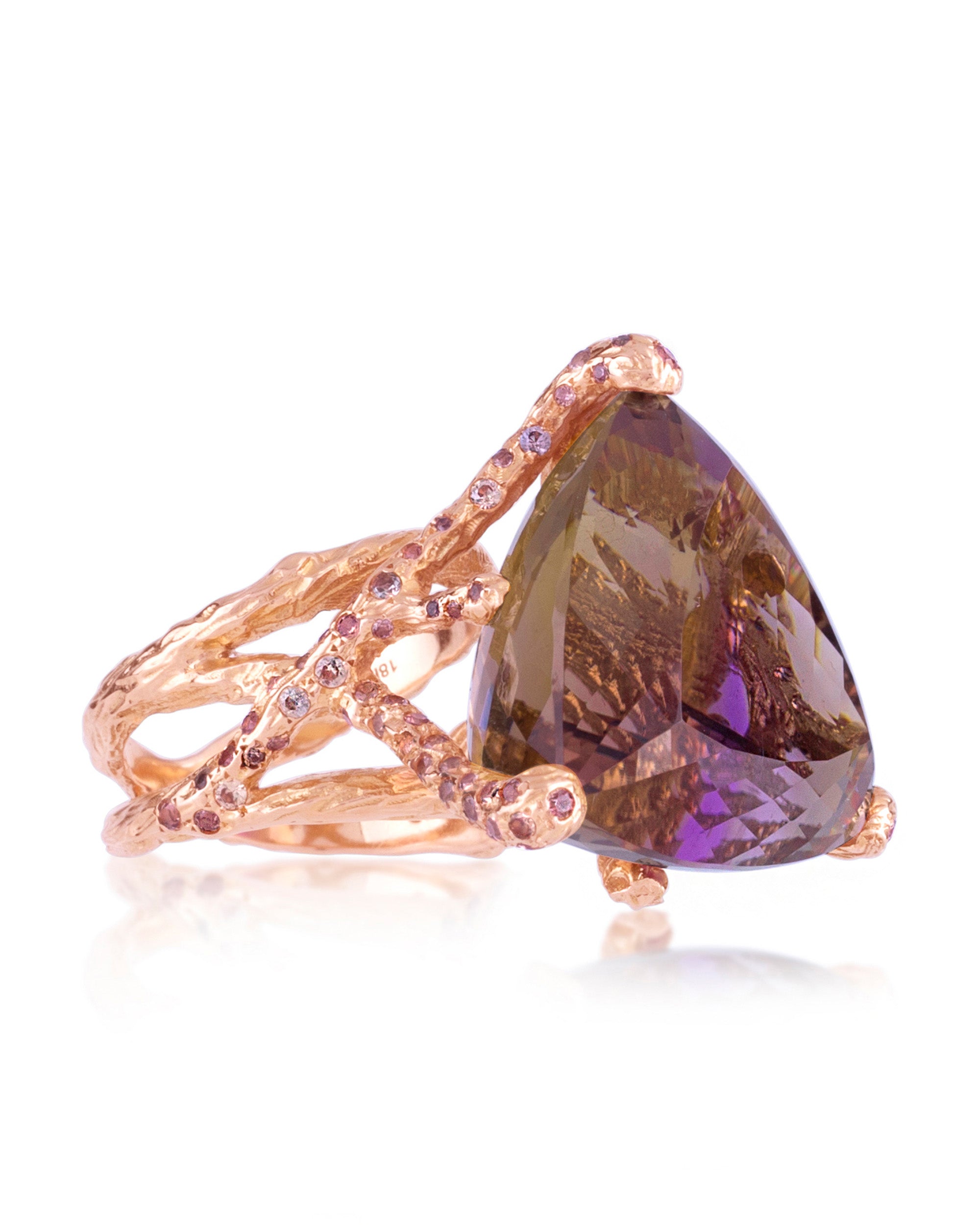 Facet Ametrine Bolivianite Cocktail Ring, 18K Gold
