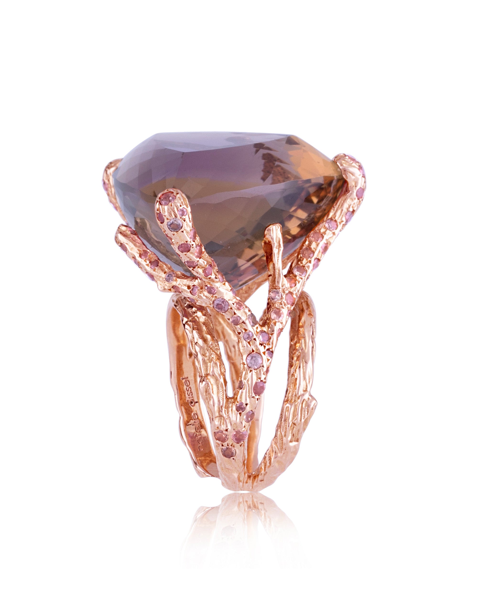 Facet Ametrine Bolivianite Cocktail Ring, 18K Gold