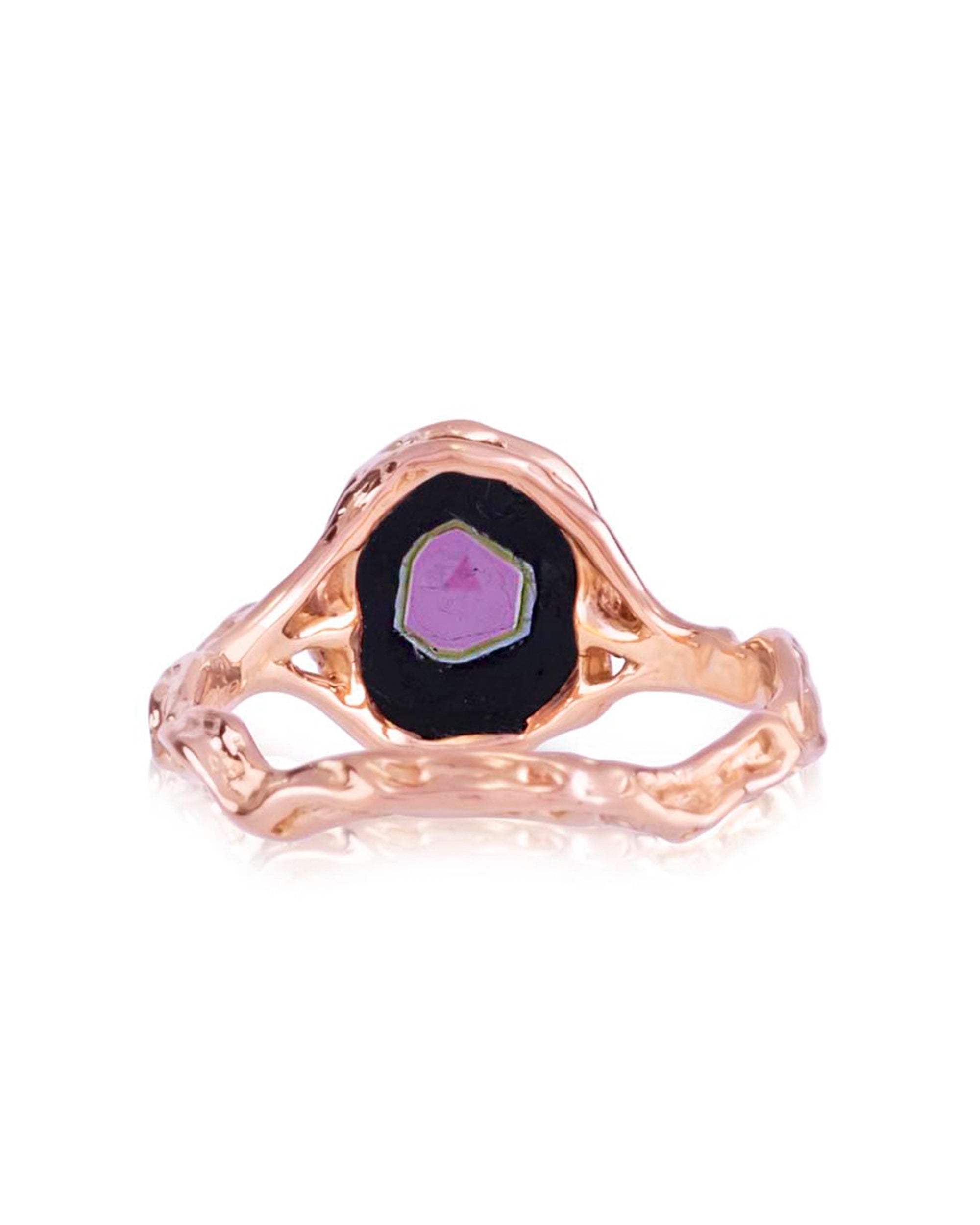 Tourmaline Cannonball Jellyfish Pink Ring, 18K Gold