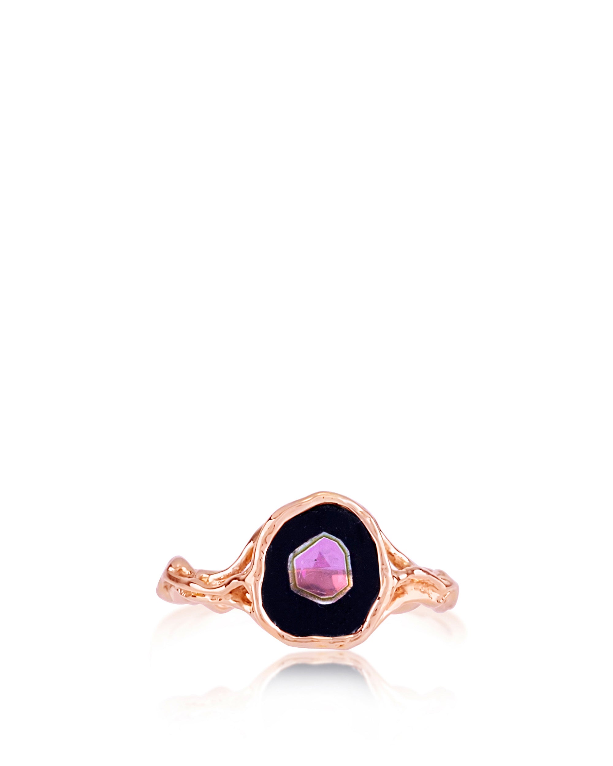 Tourmaline Cannonball Jellyfish Pink Ring, 18K Gold