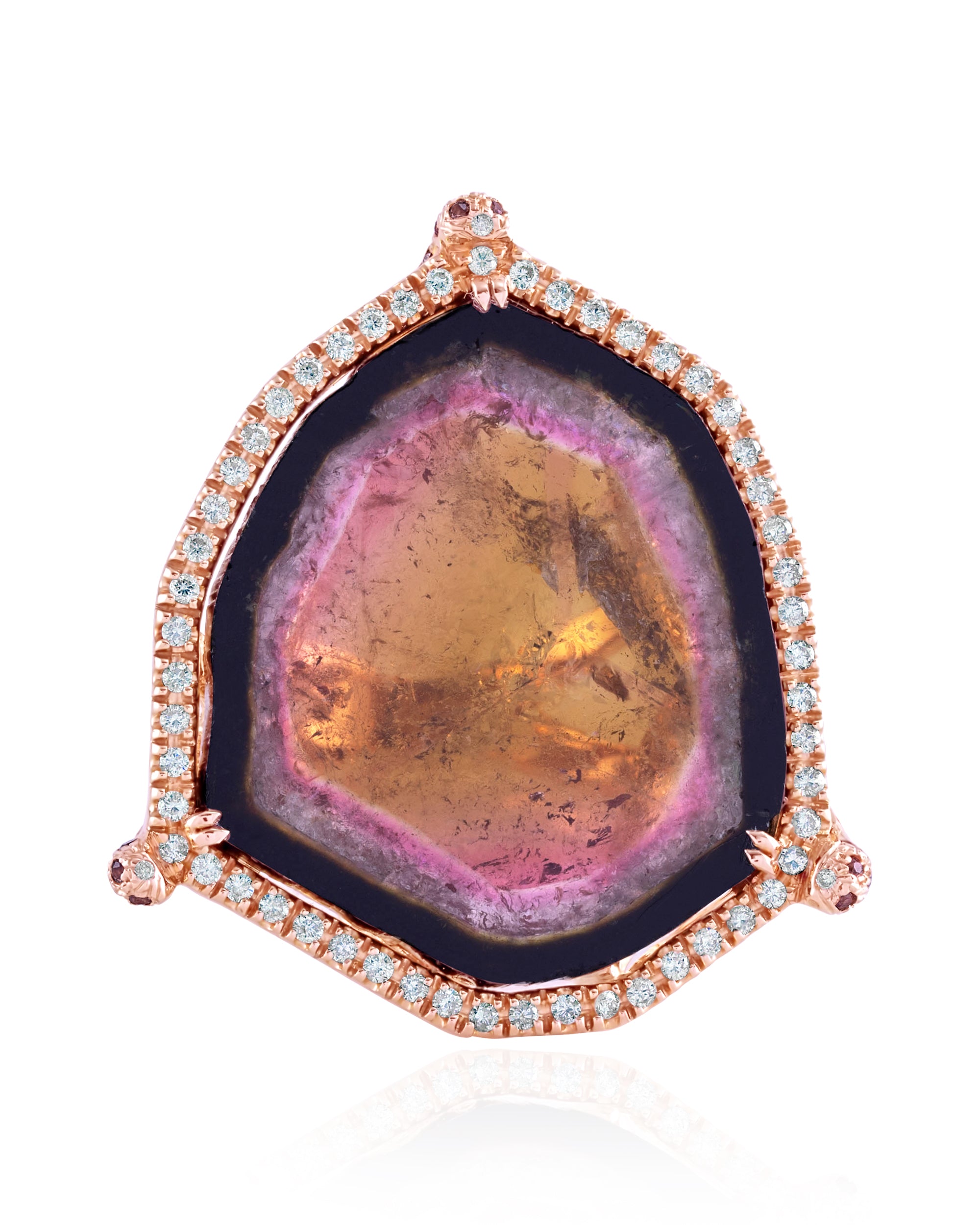 Tourmaline Sun Eclipse Diamond Ring, 18K Gold