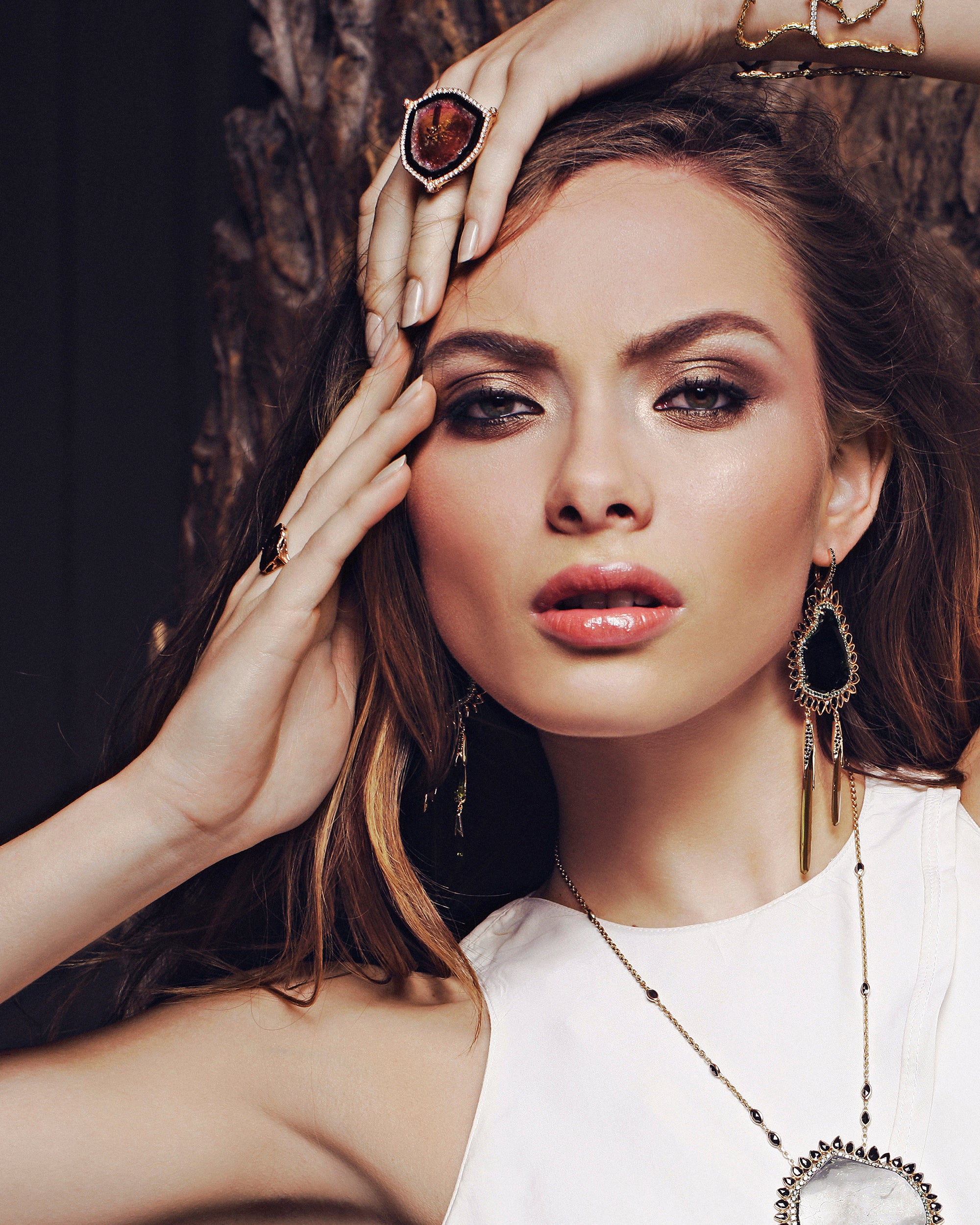 Tourmaline Sun Eclipse Diamond Ring, 18K Gold