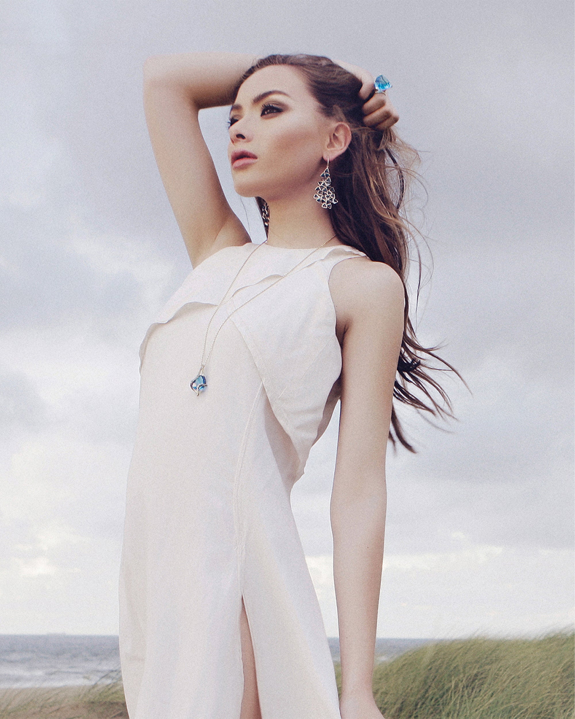 Blue Ice Blue Lake Topaz Ring, 18K Gold