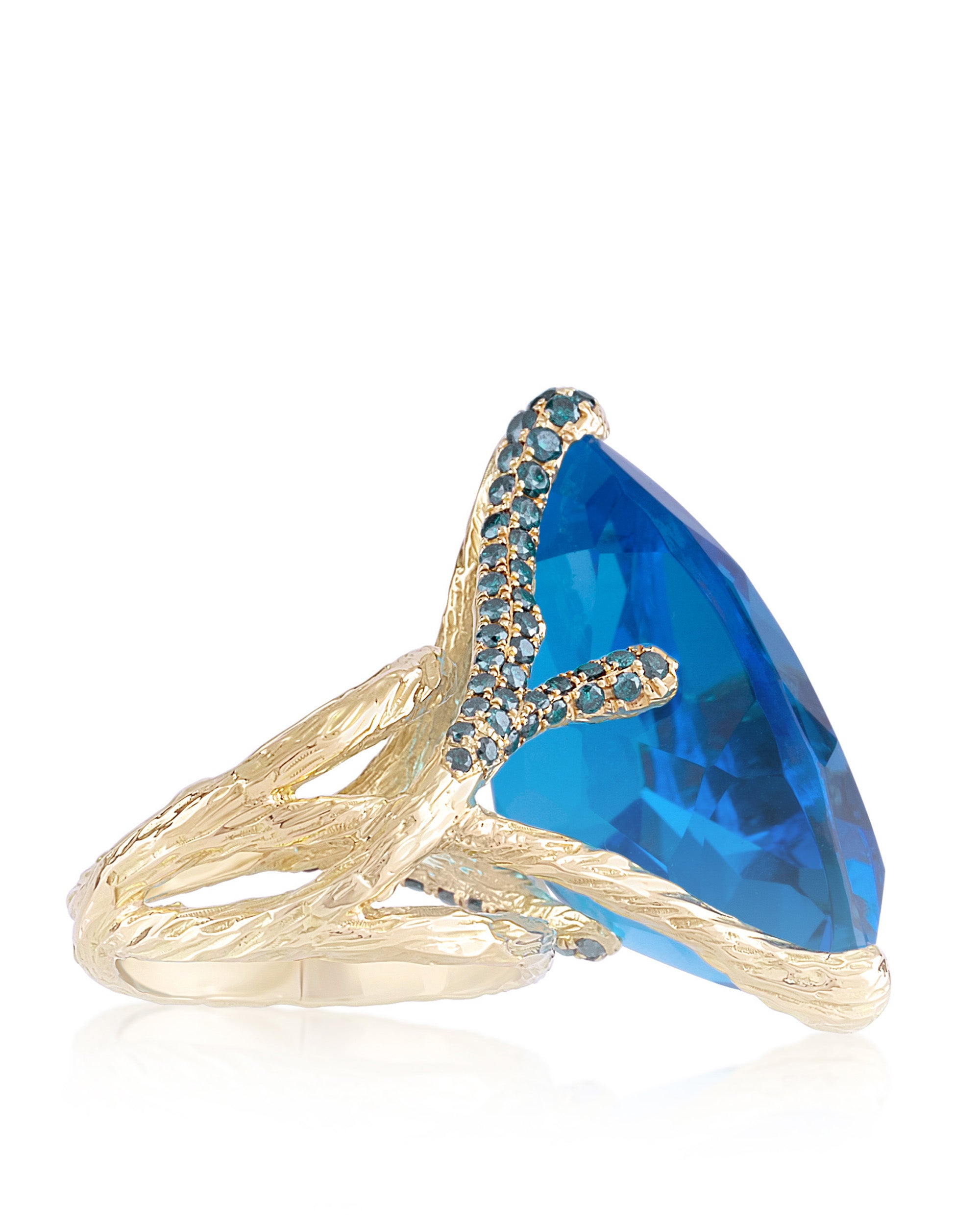 Blue Ice Blue Lake Topaz Ring, 18K Gold
