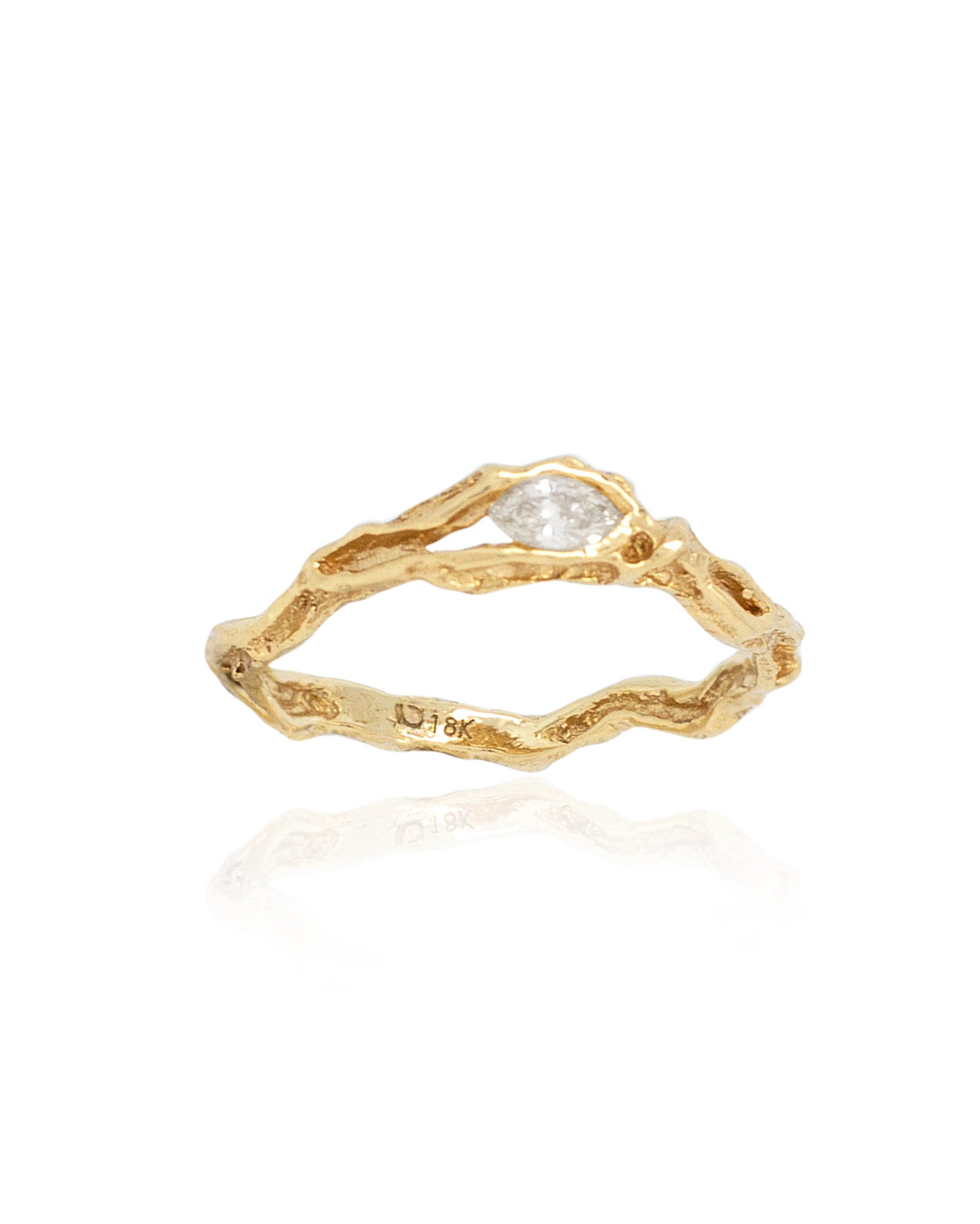 Lianas Single Root Diamond Ring, 18K Gold