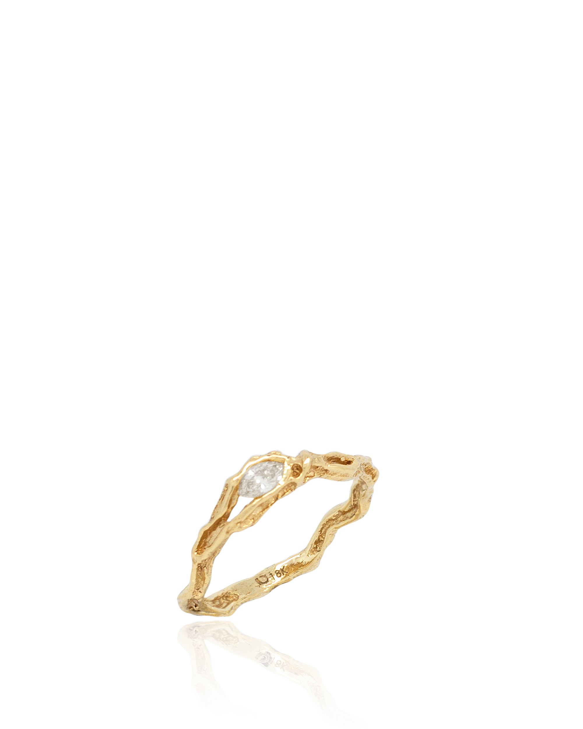 Lianas Single Root Diamond Ring, 18K Gold
