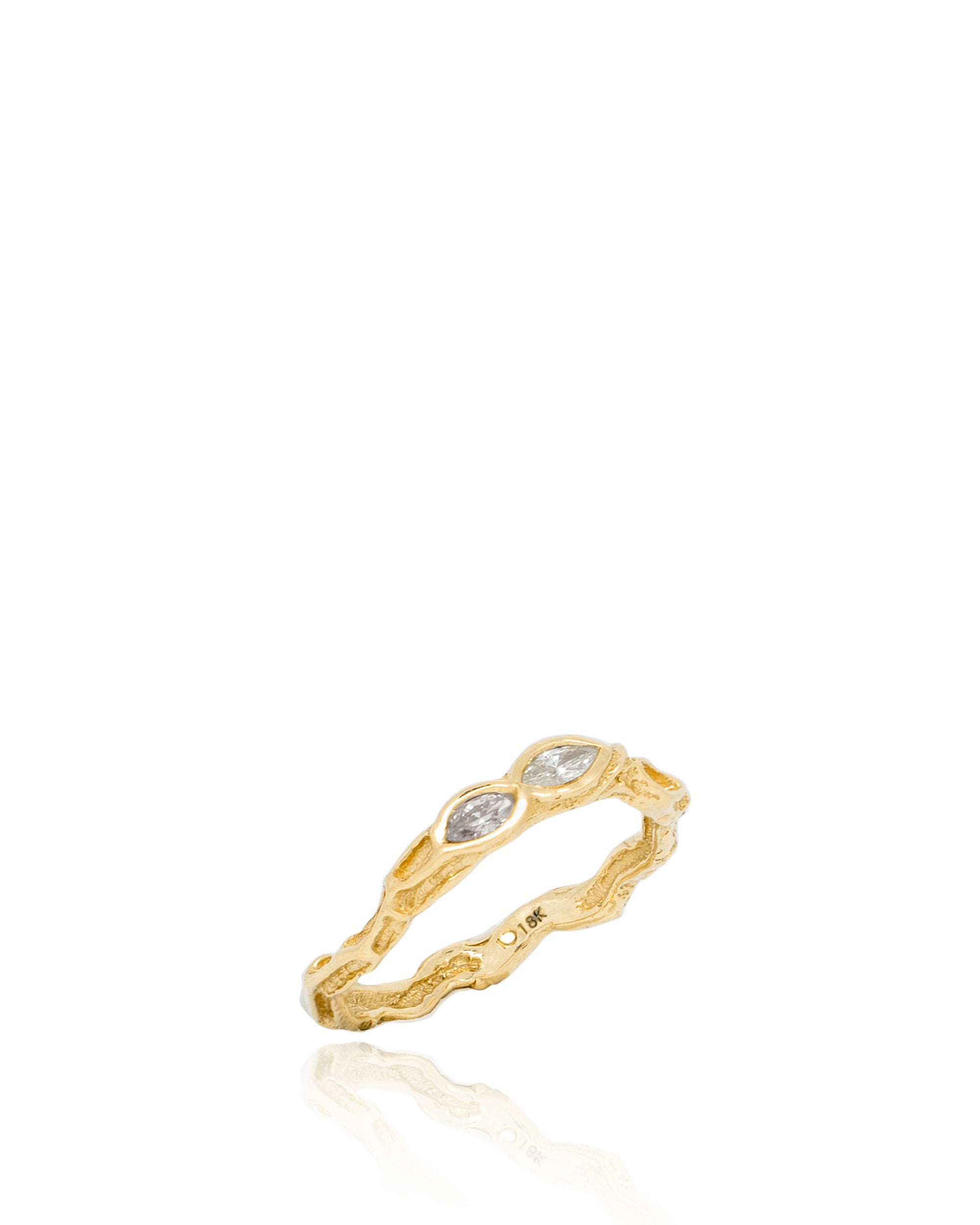 Lianas Twin Diamonds Banyan Root Ring, 18K Gold