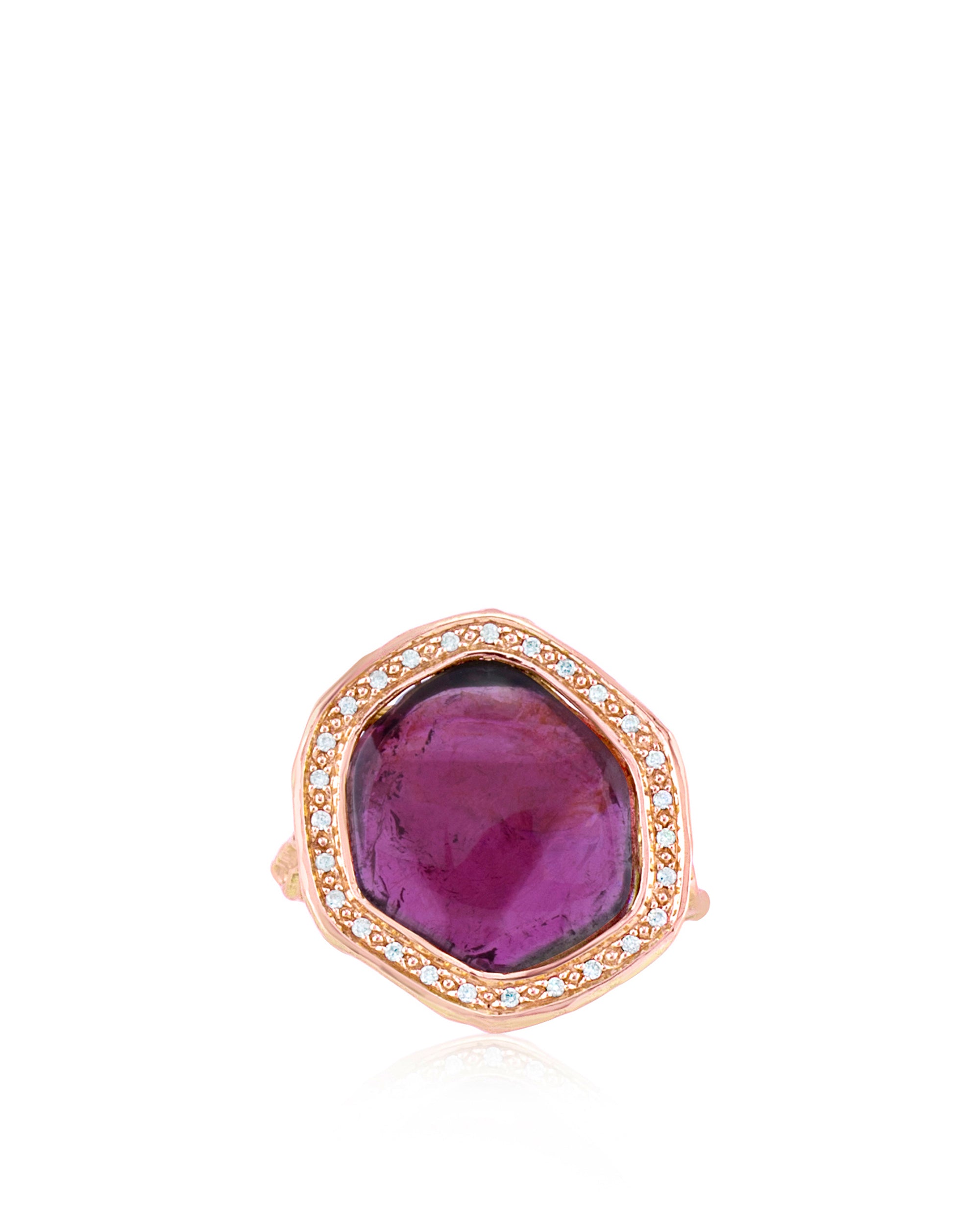 Tourmaline Fluor Liddicoatite Diamond Ring, 18K Gold