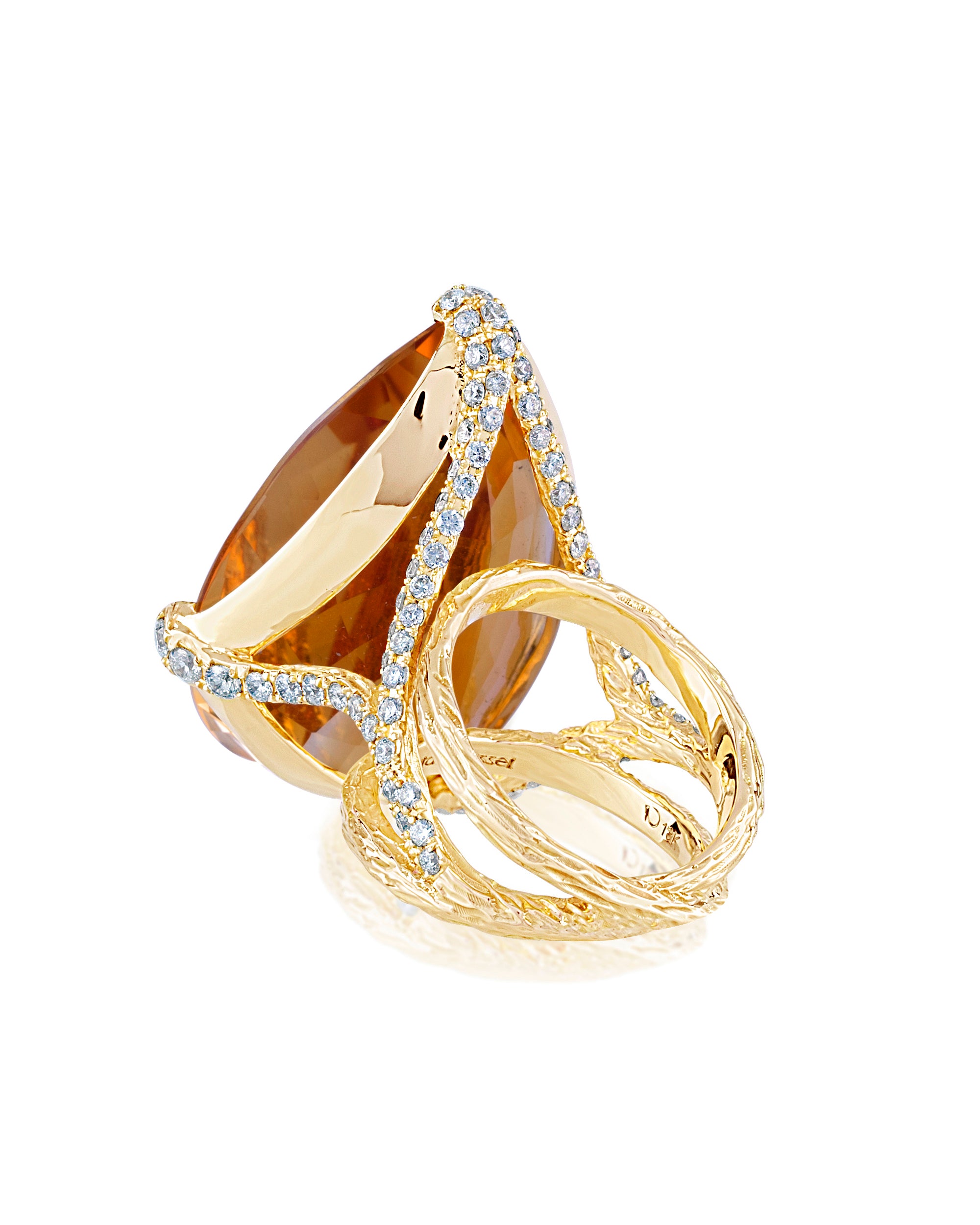 Golden Flame Banyan Ring, 18K Gold