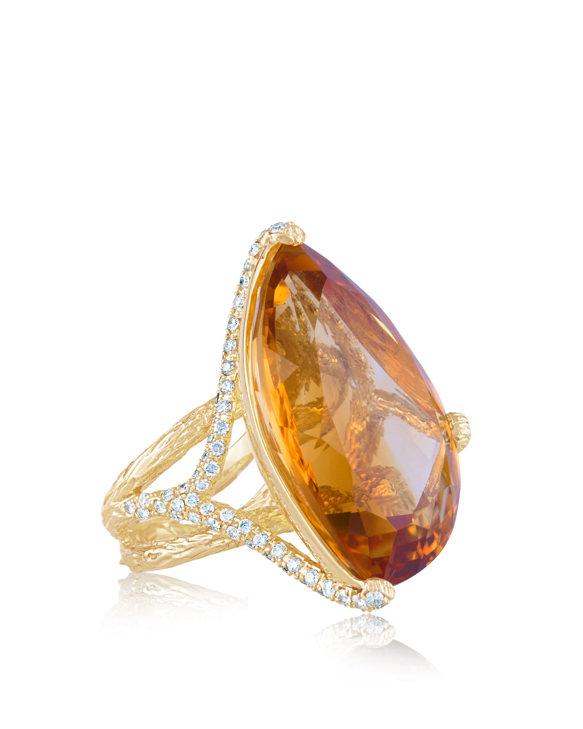 Golden Flame Banyan Ring, 18K Gold