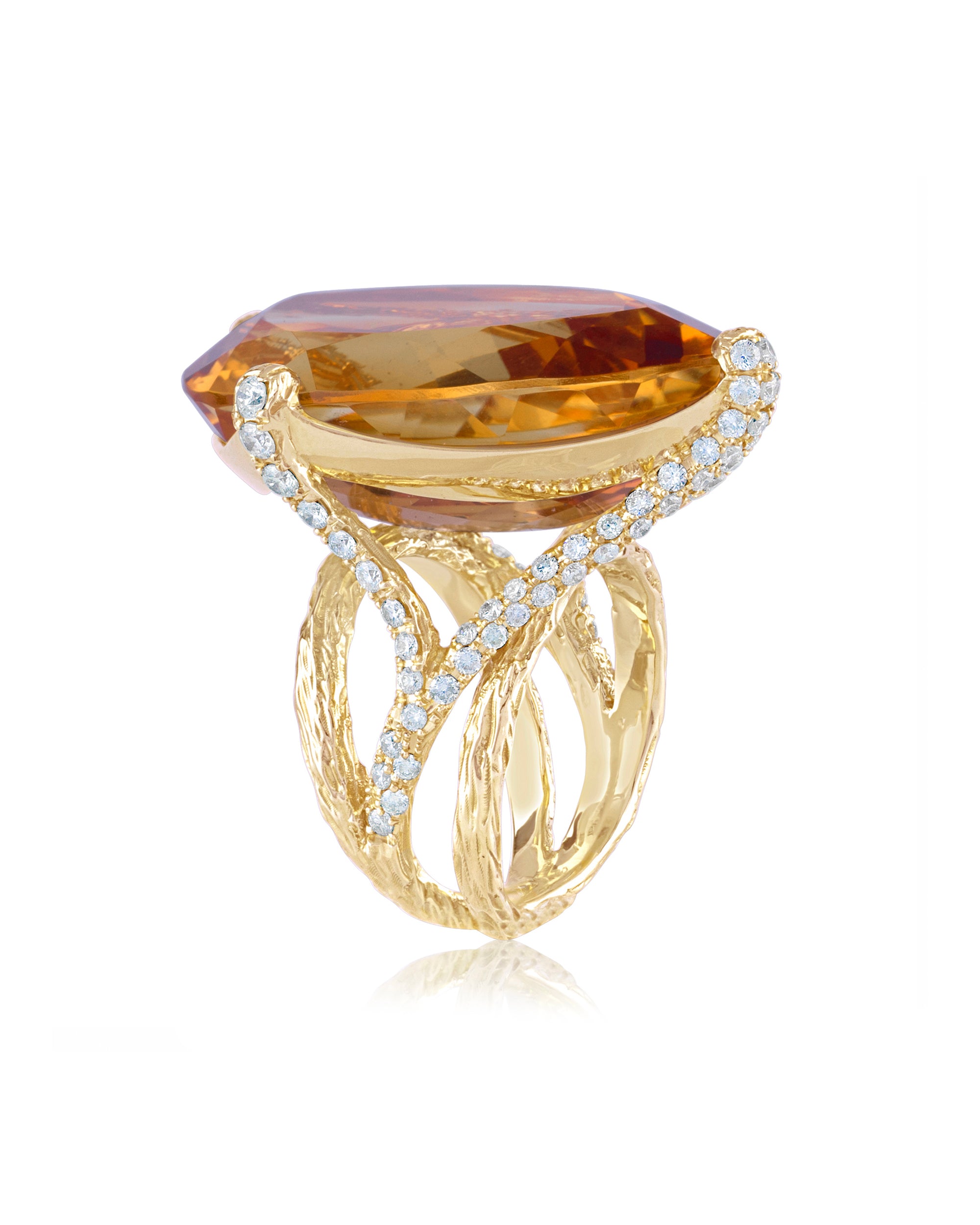 Golden Flame Banyan Ring, 18K Gold